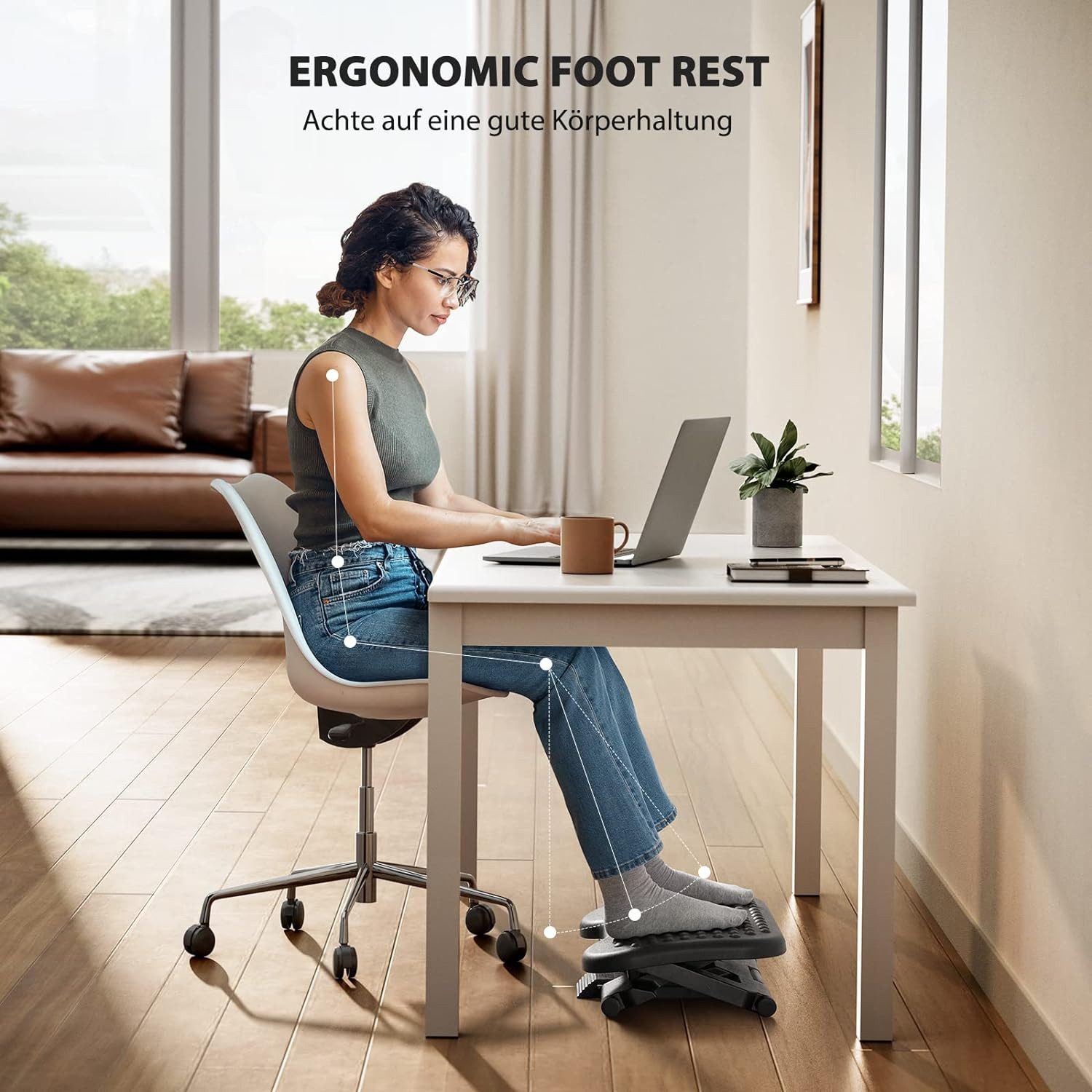 NUODWELL Fußstütze Schreibtisch höhenverstellbar winkelverstellbar Rutschfe günstig online kaufen