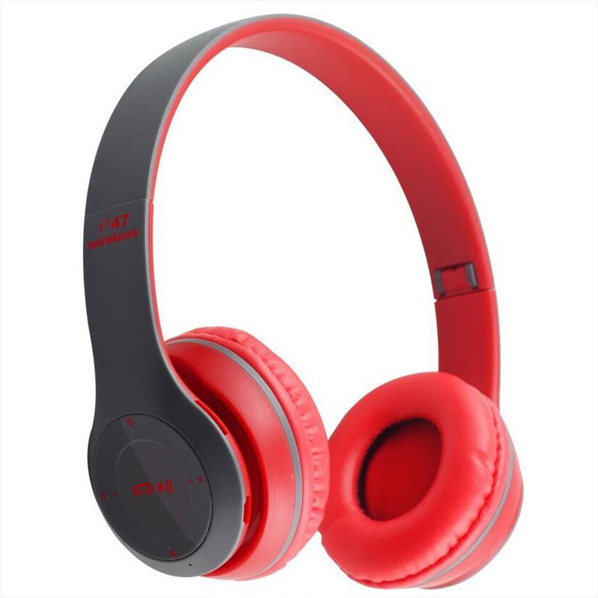 XDeer Bluetooth Over-Ear-Kopfhörer Wireless Faltbare Headset Over-Ear-Kopfhörer (Stereo Kopfhörer mit Micro USB Kabel, 3,5mm Köpfhorerkabel) Rot
