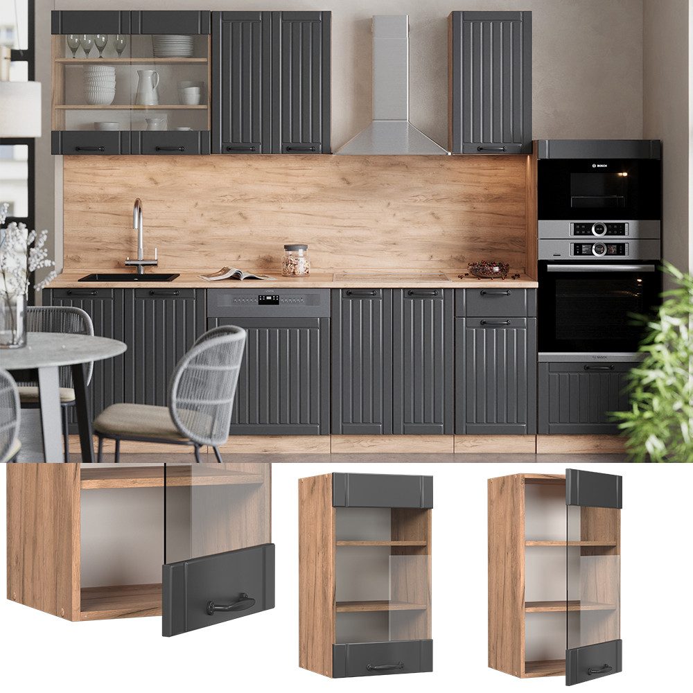 Vicco Glashängeschrank Fame-Line, Dunkelgrau/Goldkraft Eiche, 40 günstig online kaufen