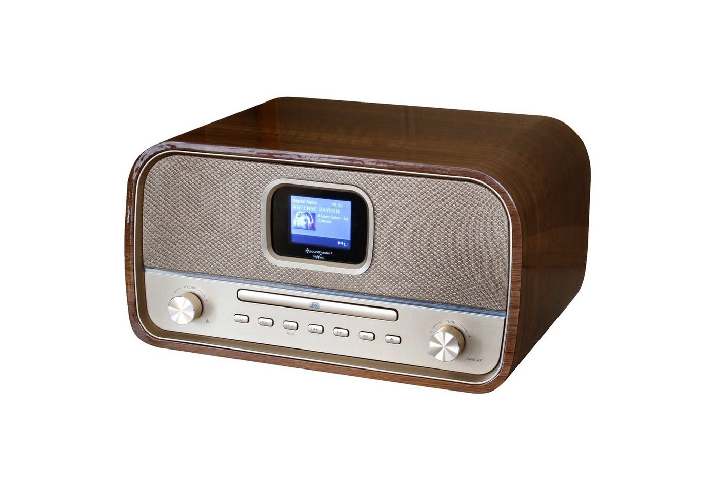 Soundmaster DAB970BR Retro Kompaktanlage Stereo DAB+ CD Player MP3 USB Bluetooth Microanlage (DAB+, UKW-RDS, 30 W, Digitalradio, CD-Player, DAB+, Retro, Nostalgieradio, Bluetooth)