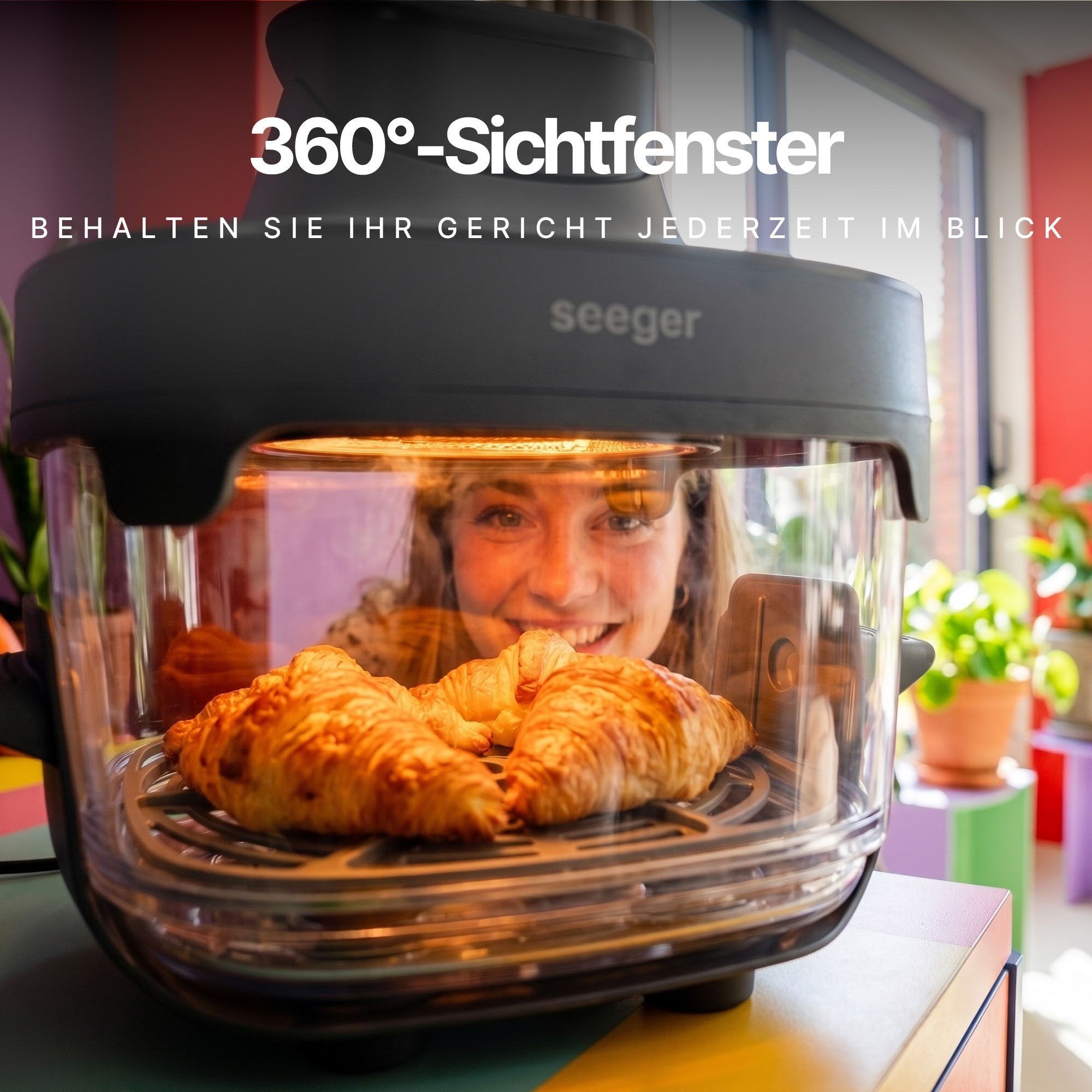 Seeger Heißluftfritteuse, 1500 W, 2,5L + 4,5L Glasbehälter