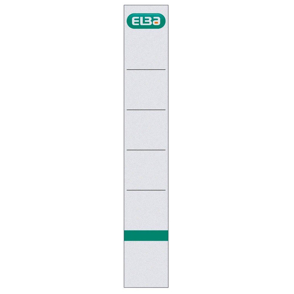 ELBA Etiketten 10 Ordner-Rückenschilder einsteckbar 3x19cm - weiß, Einsteckbar, Blickdicht, Beidseitig beschreibbar, Beschriftungsfeld