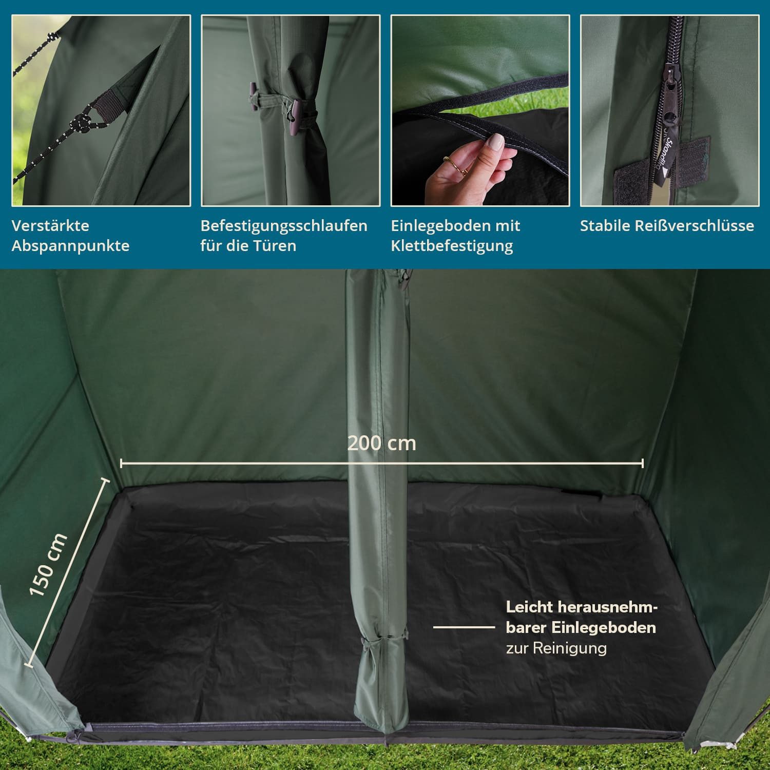 Skandika Gerätezelt Storage Tent L Fahrradgarage 1,7 m Stehhöhe, wasserdicht, (Haken für Campinglampe, Aufbewahrungstasche, UV-Schutz: 50), winterfest, mit Boden, Lagerzelt, Unterstand, Garten, Outdoor, Camping
