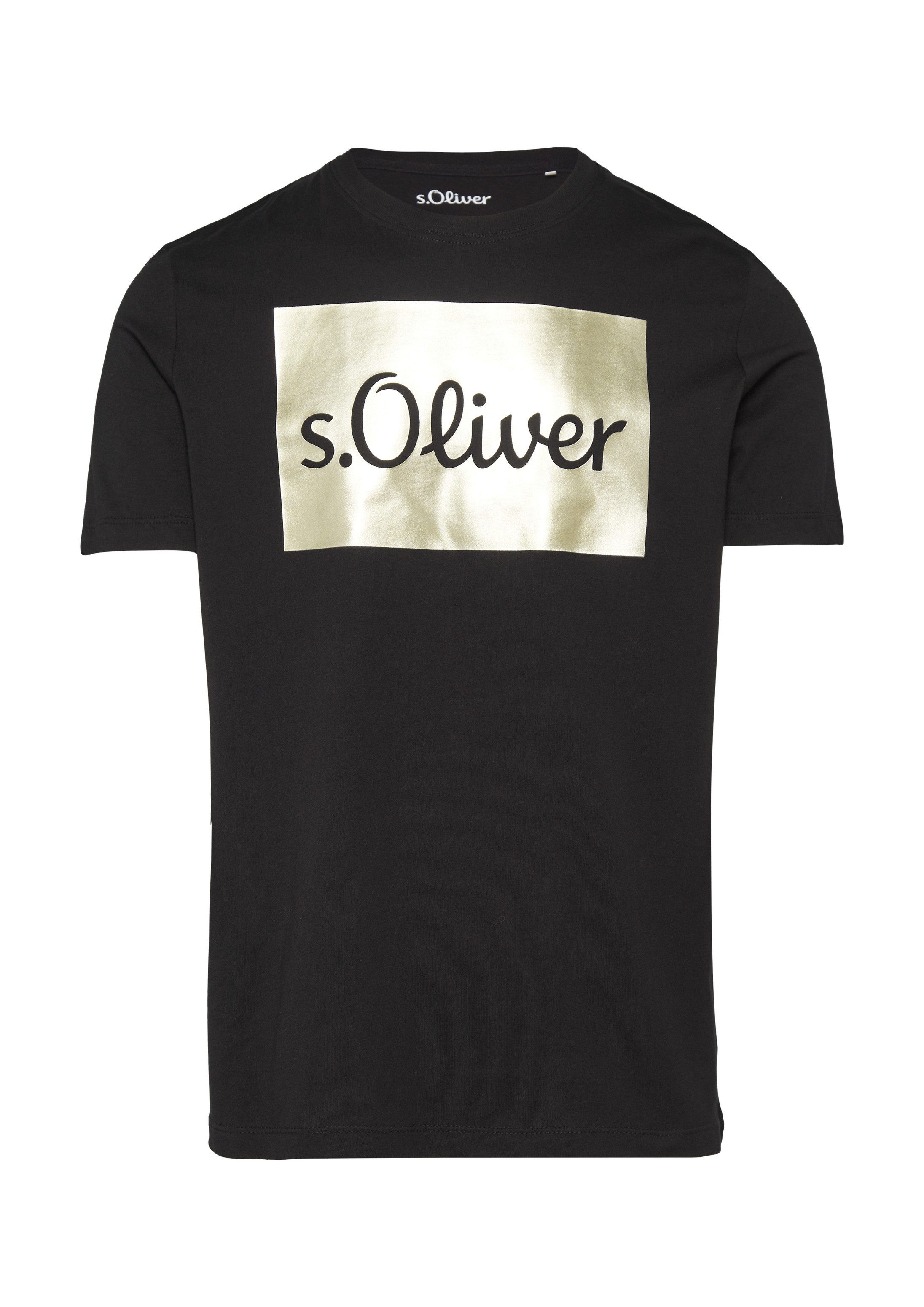 s.Oliver Kurzarmshirt T-Shirt T-Shirt mit Gold- oder Silber-Print