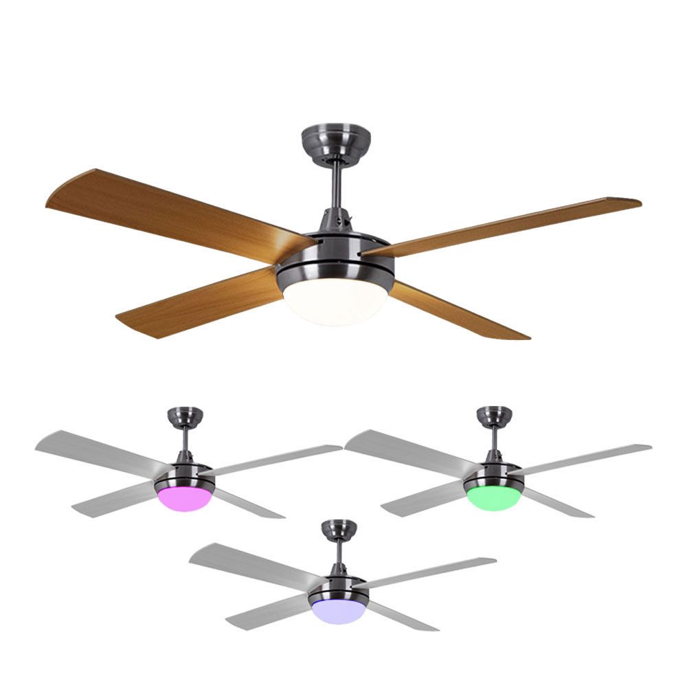 V-TAC Deckenventilator, LED Deckenventilator inkl. RGB-Farbwechsler Timer 3 Stufen Vor- und