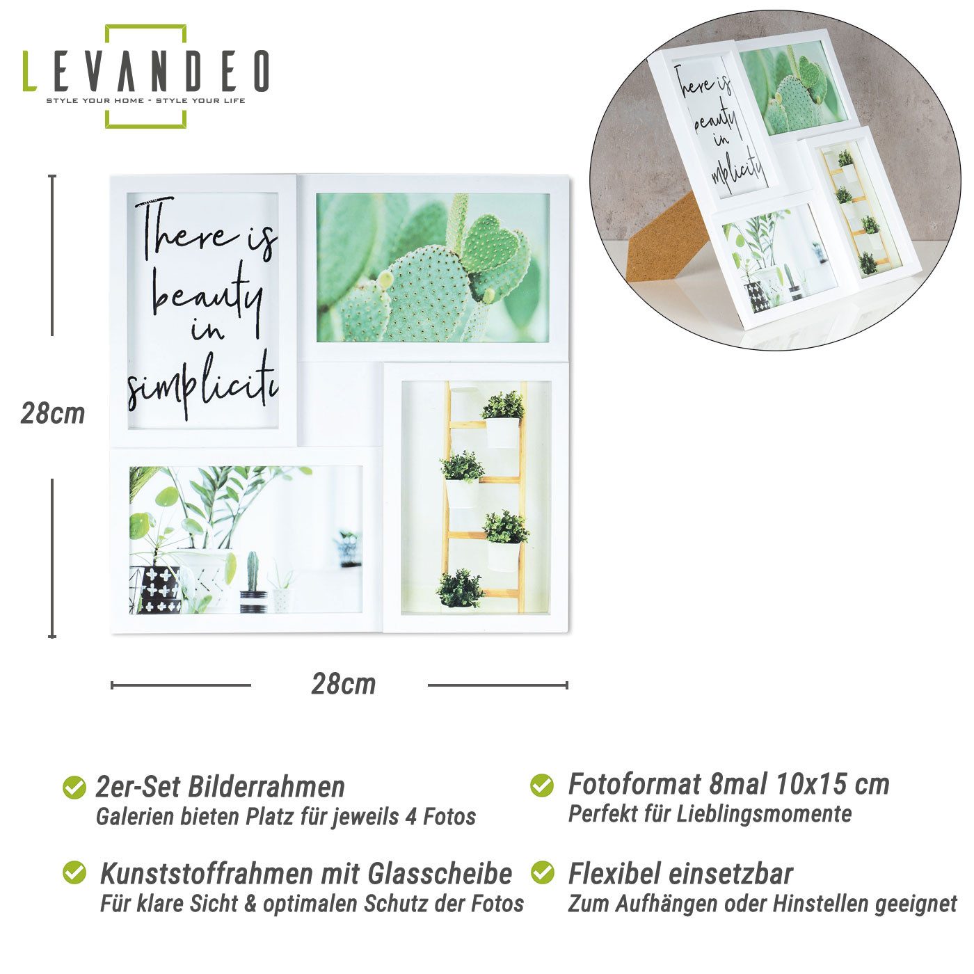 Levandeo® Bilderrahmen Collage, 2er Set Bilderrahmen 8 Fotos 10x15cm Foto A günstig online kaufen