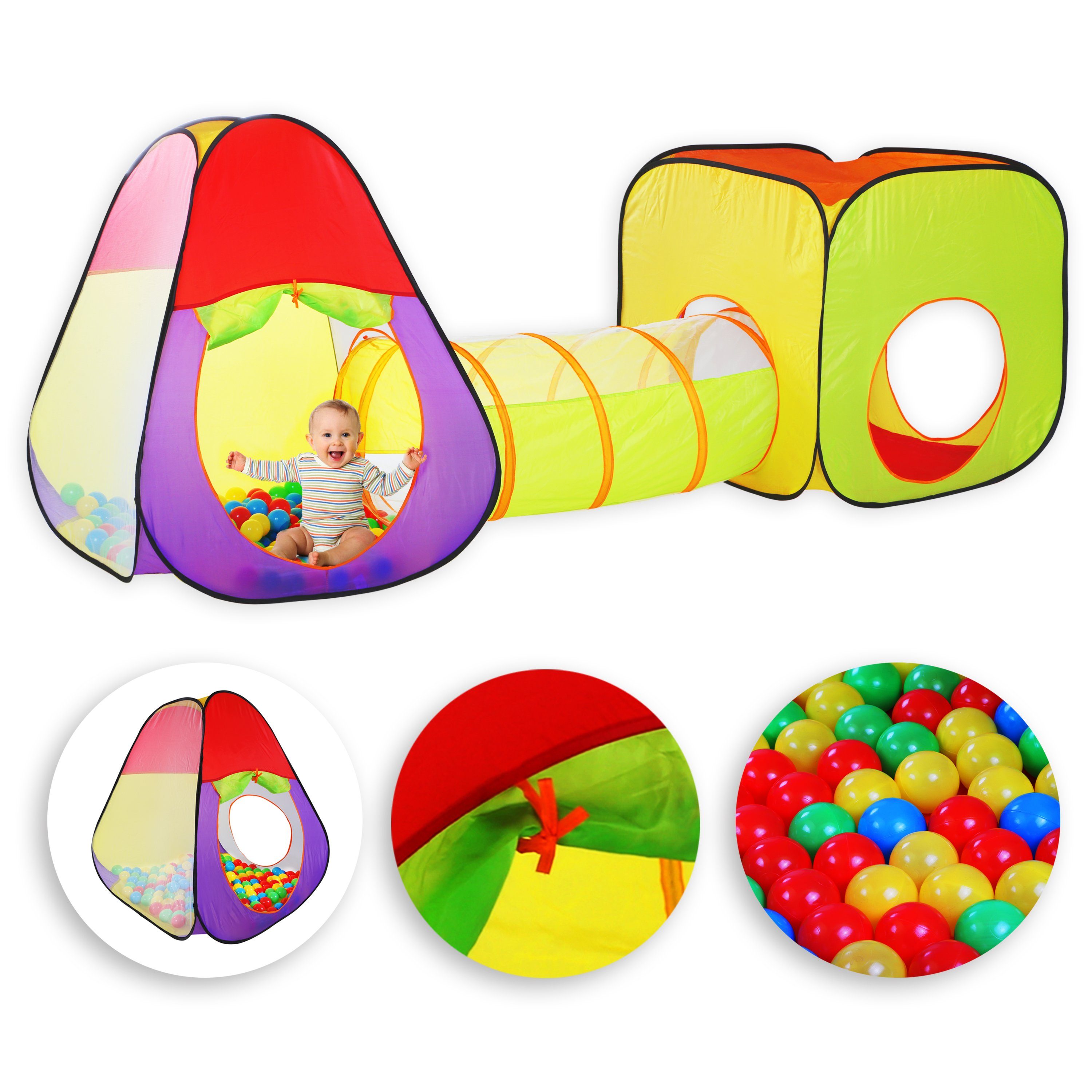 Spielzelt Bälle  Tunnel luftdurchlässig 200 Bälle Kinderspielzelt  Tasche 