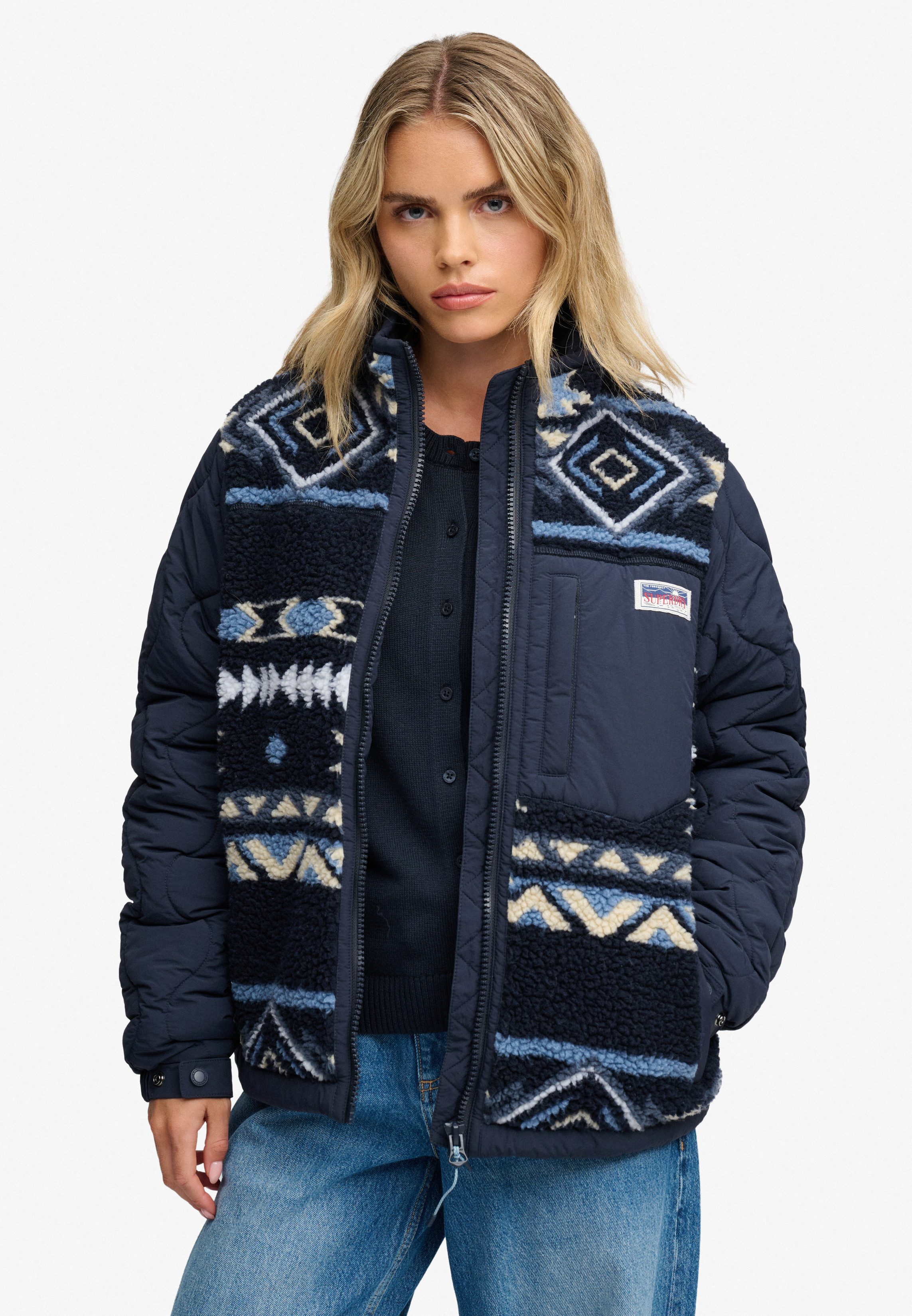 Superdry Fleecejacke FLEECE ONION QUILT HYBRID Kunstfaser, relaxed fit