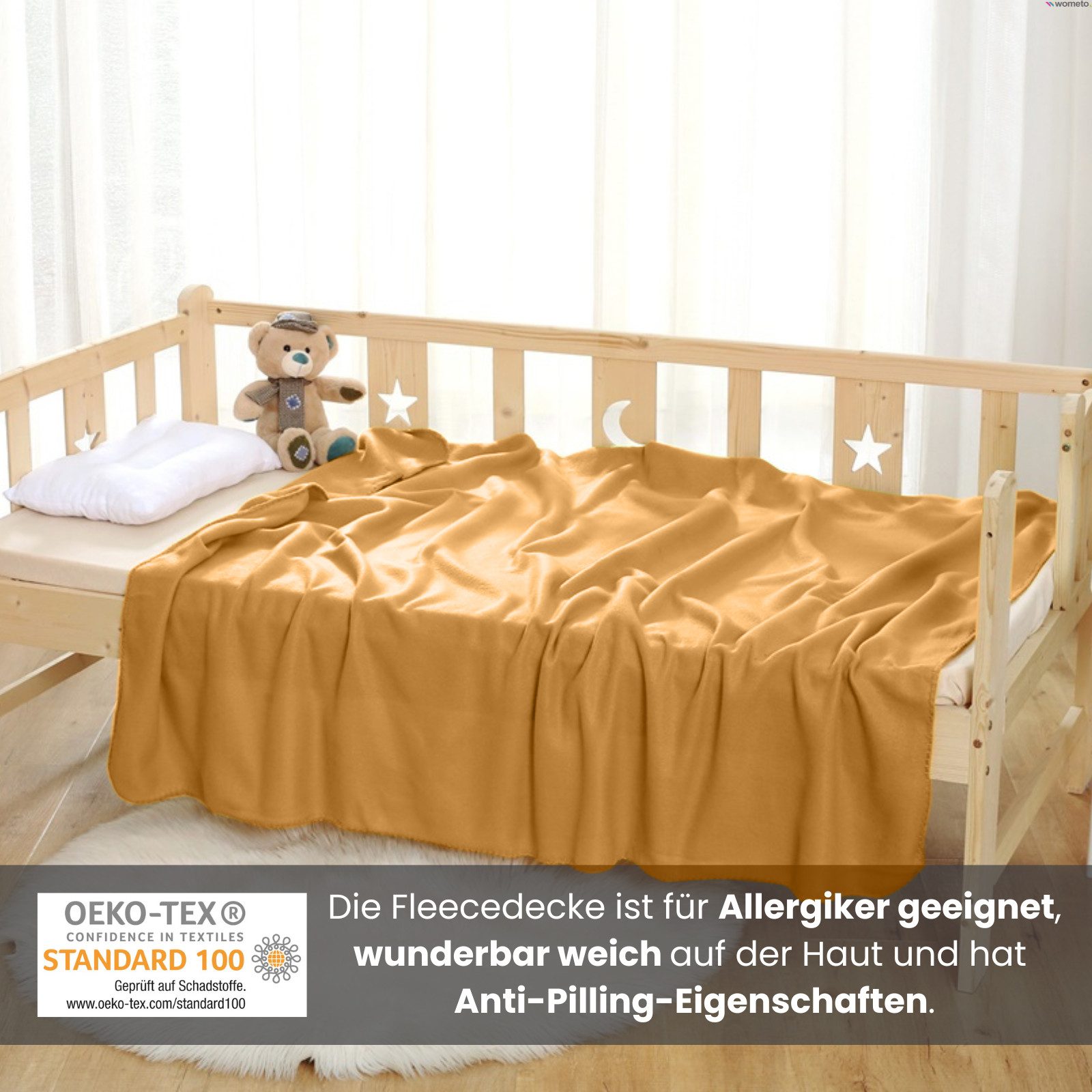 Wohndecke Polar-Fleece, wometo, OEKO-TEX®, 2 Fleecedecken mit Kettel-Rand & Anti-Pilling
