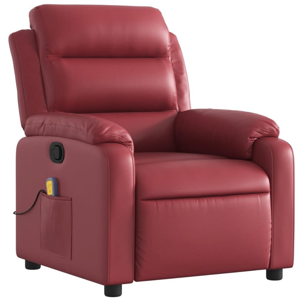 vidaXL Sessel Massagesessel Weinrot Kunstleder (1-St) günstig online kaufen