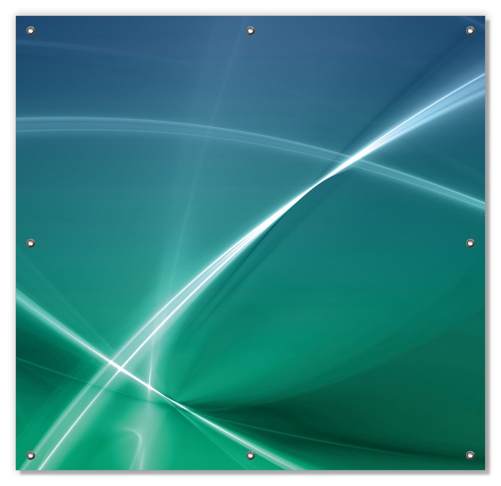 Sonnenschutz Abstrakte Formen und Linien in blau grün türkis, Wallario, blickdicht, mit Saugnäpfen, wiederablösbar und wiederverwendbar | Fensterfolien