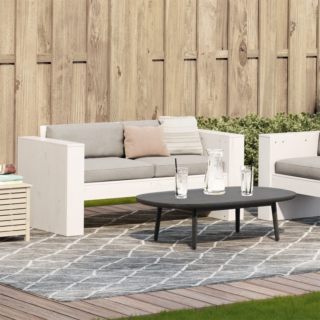 vidaXL Loungesofa Gartensofa 2-Sitzer Weiß 134x60x62 cm Massivholz Kiefer