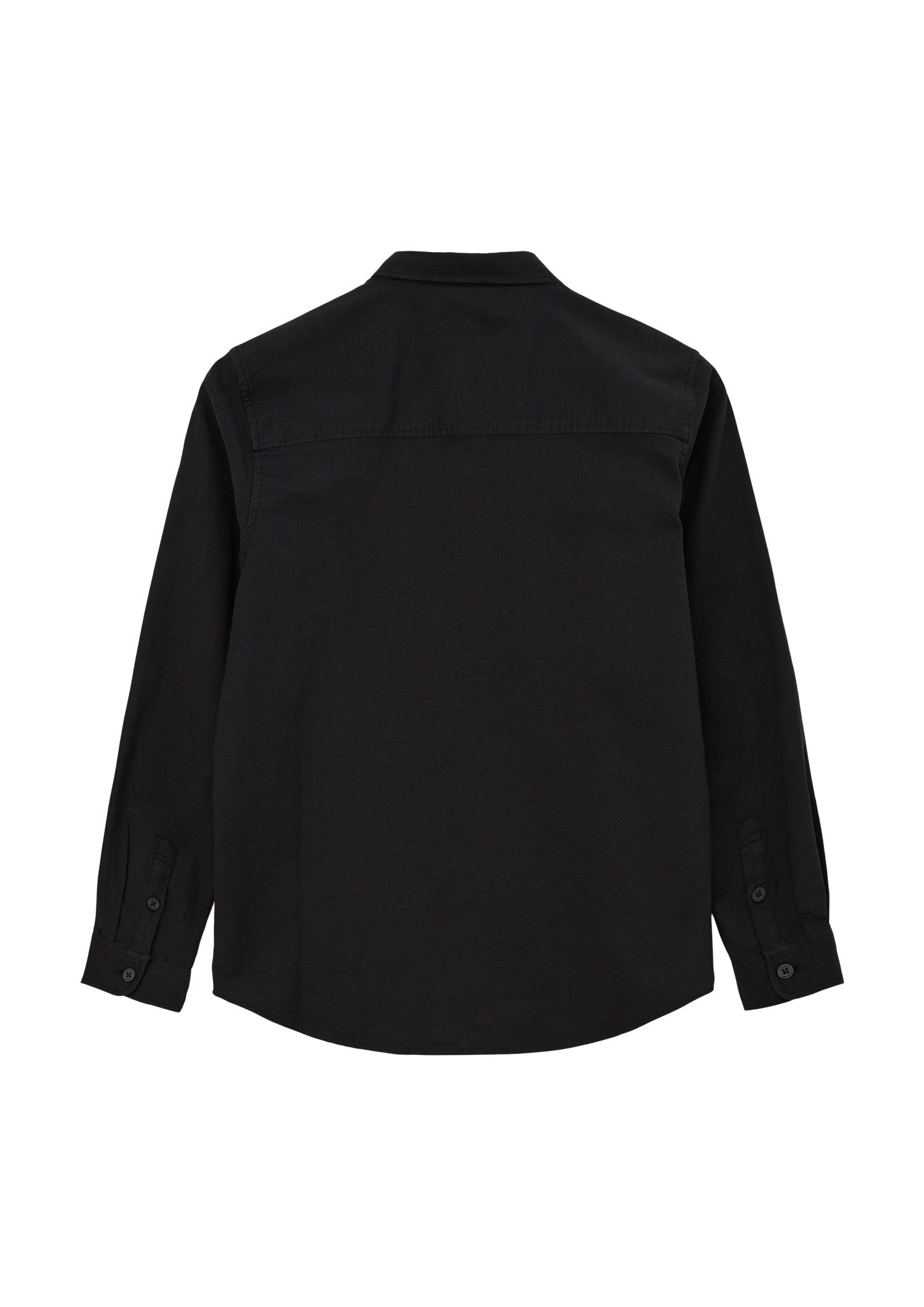 Langarmhemd schwarz mit s.Oliver Pattentaschen Oxford-Hemd