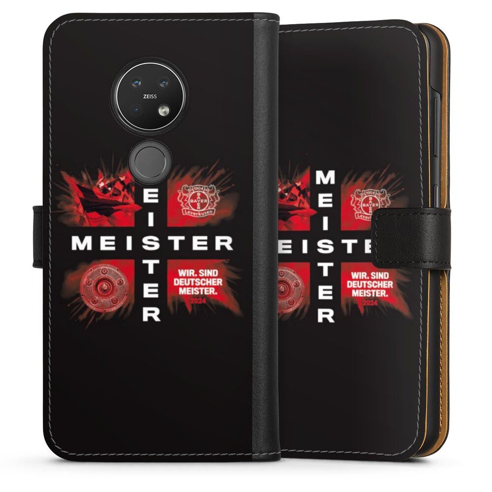 DeinDesign Handyhülle Bayer 04 Leverkusen Meister Offizielles Lizenzprodukt, Nokia 7.2 Hülle Handy Flip Case Wallet Cover Handytasche Leder
