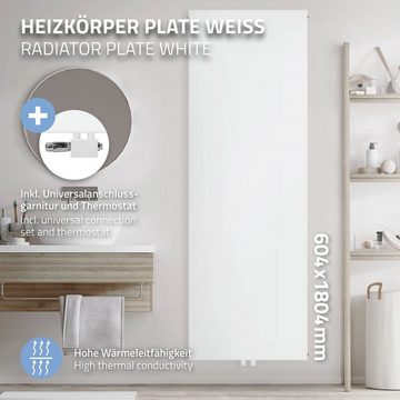 LuxeBath Heizkörper Badheizkörper Designheizkörper, Weiß 604x1800mm Mittelanschluß Universal