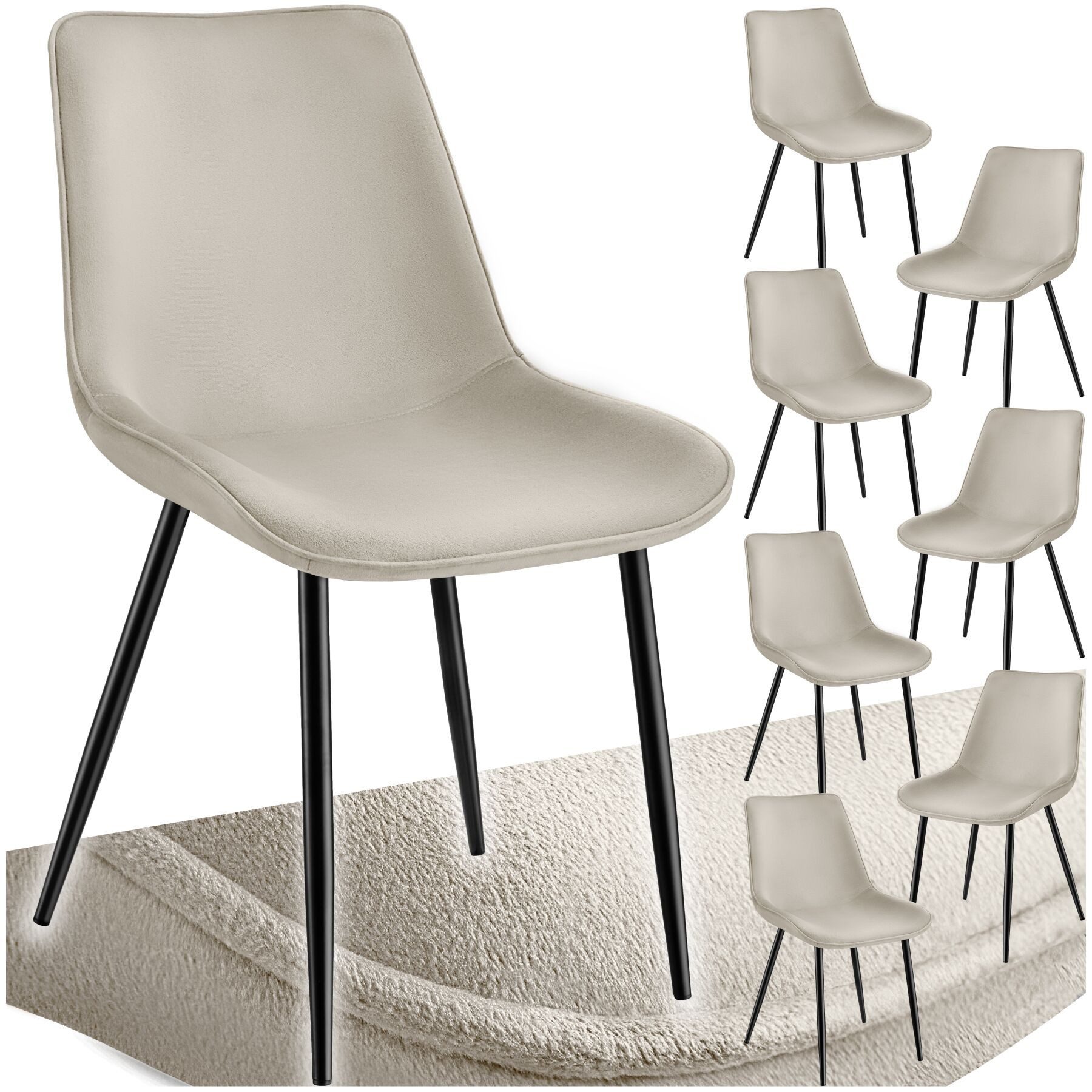 tectake Esszimmerstuhl Set Stuhl Monroe Samtoptik (Set, 8 St), Ergonomisch günstig online kaufen