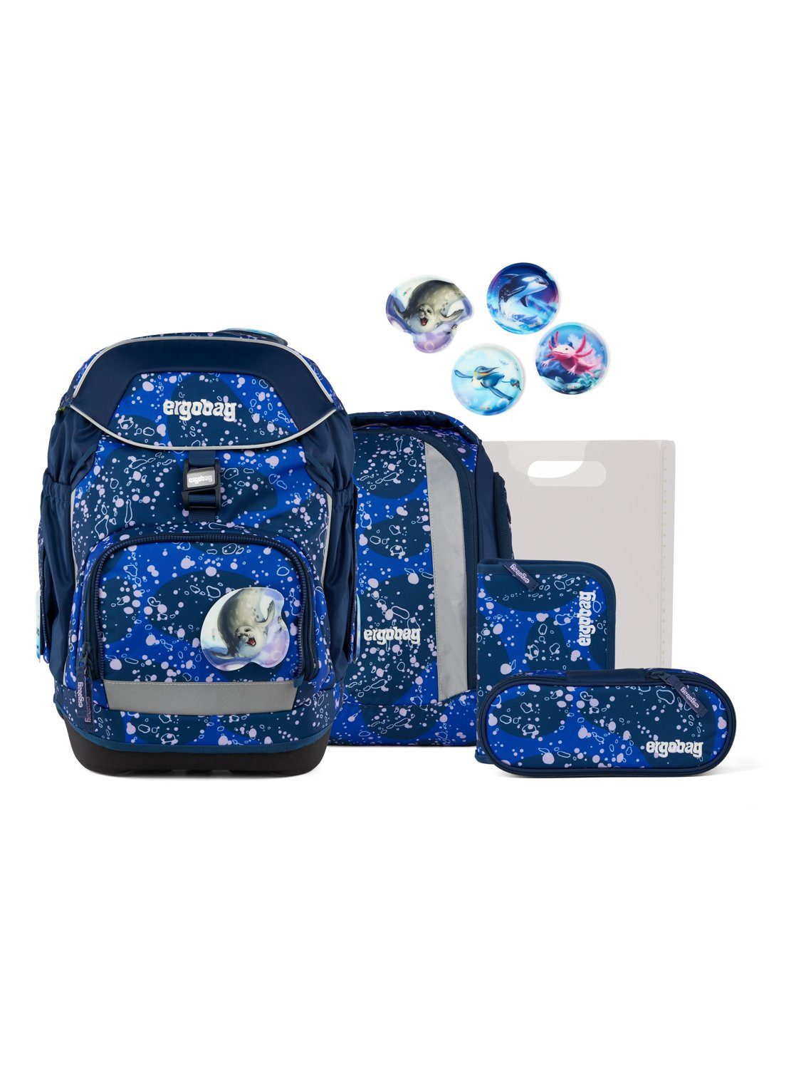 ergobag Schulranzen pack Set (6-tlg., 6-teiliges Set), größenverstellbares Rückensystem