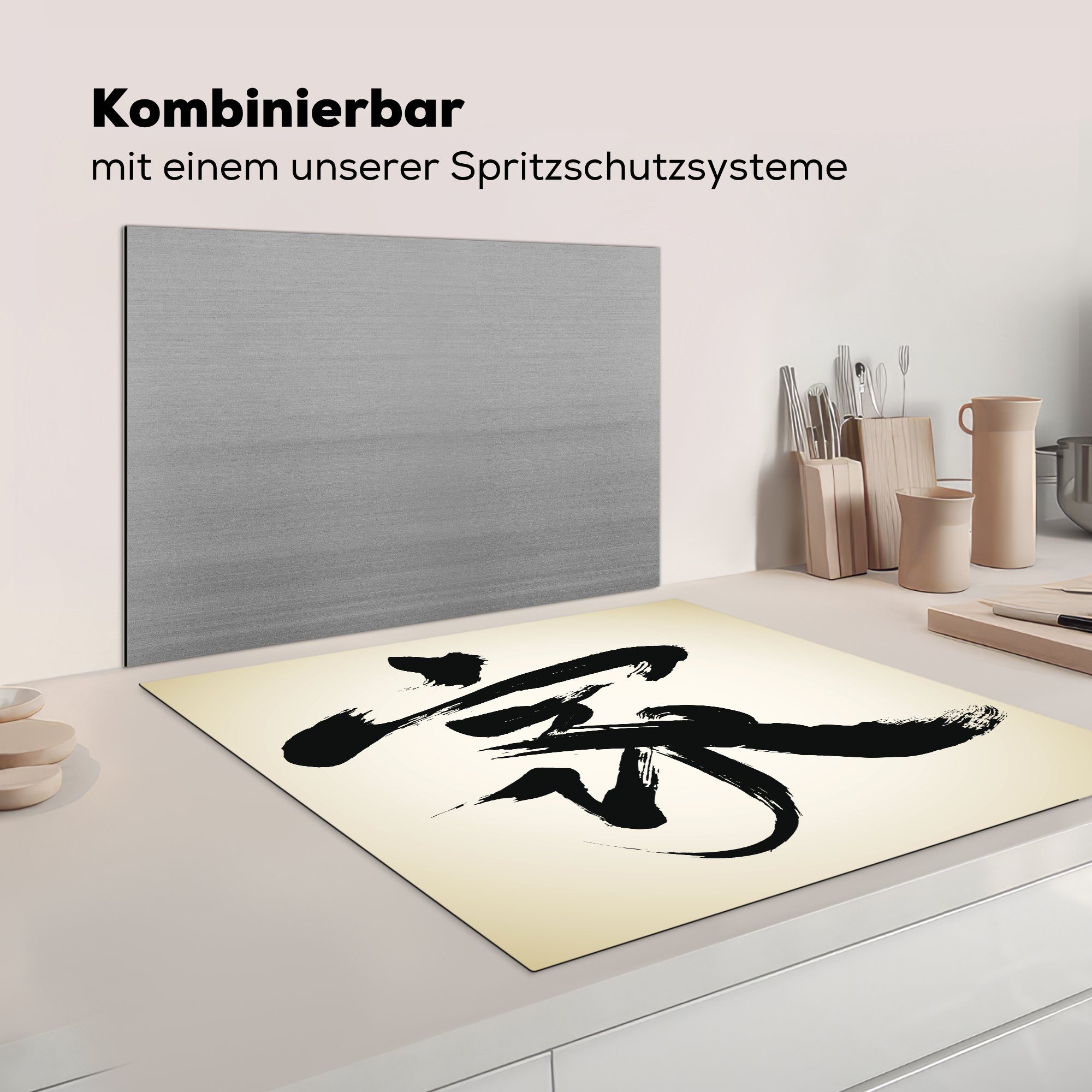 Zuhause, küche (1 für 78x78 Arbeitsplatte Chinesisches Ceranfeldabdeckung, MuchoWow Vinyl, für Zeichen tlg), cm, Herdblende-/Abdeckplatte