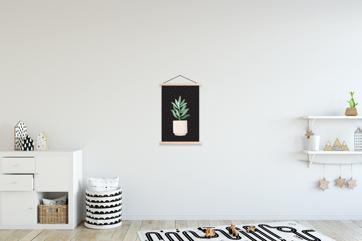 MuchoWow Poster Zimmerpflanze - Sukkulente - Blumentopf, (1 St), Posterleiste, Textilposter für Wohnzimmer, Bilderleiste, Magnetisch