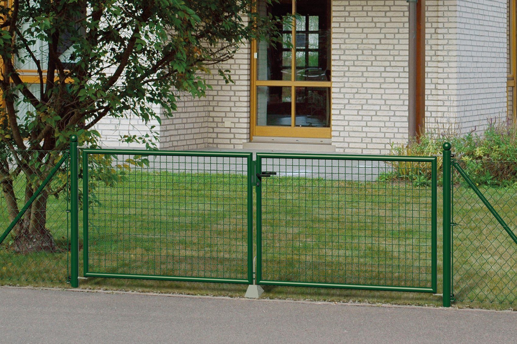 Alberts Zaundoppeltür Wellengitter-Doppeltor mit Zubehör, Höhe: 150 cm, Breite: 304,8 cm, grün