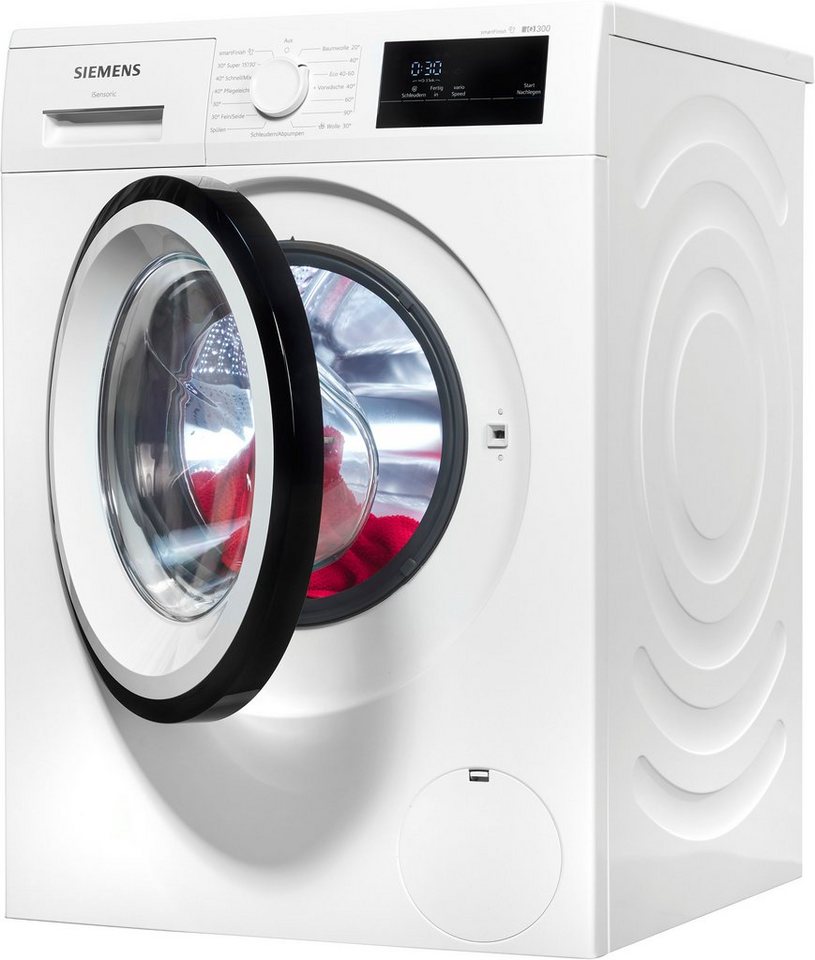 SIEMENS Waschmaschine iQ300 WM14N0A4, 8 kg, 1400 U/min, smartFinish – glättet  dank Dampf sämtliche Knitterfalten