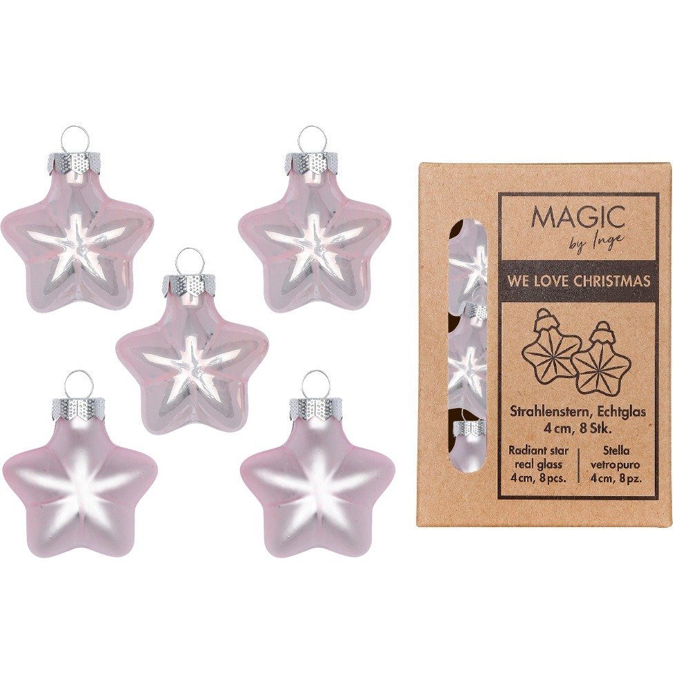 Stück Sterne Christbaumschmuck, Inge Lovely by Glas Christbaumschmuck Magnolia - 4cm 8 MAGIC