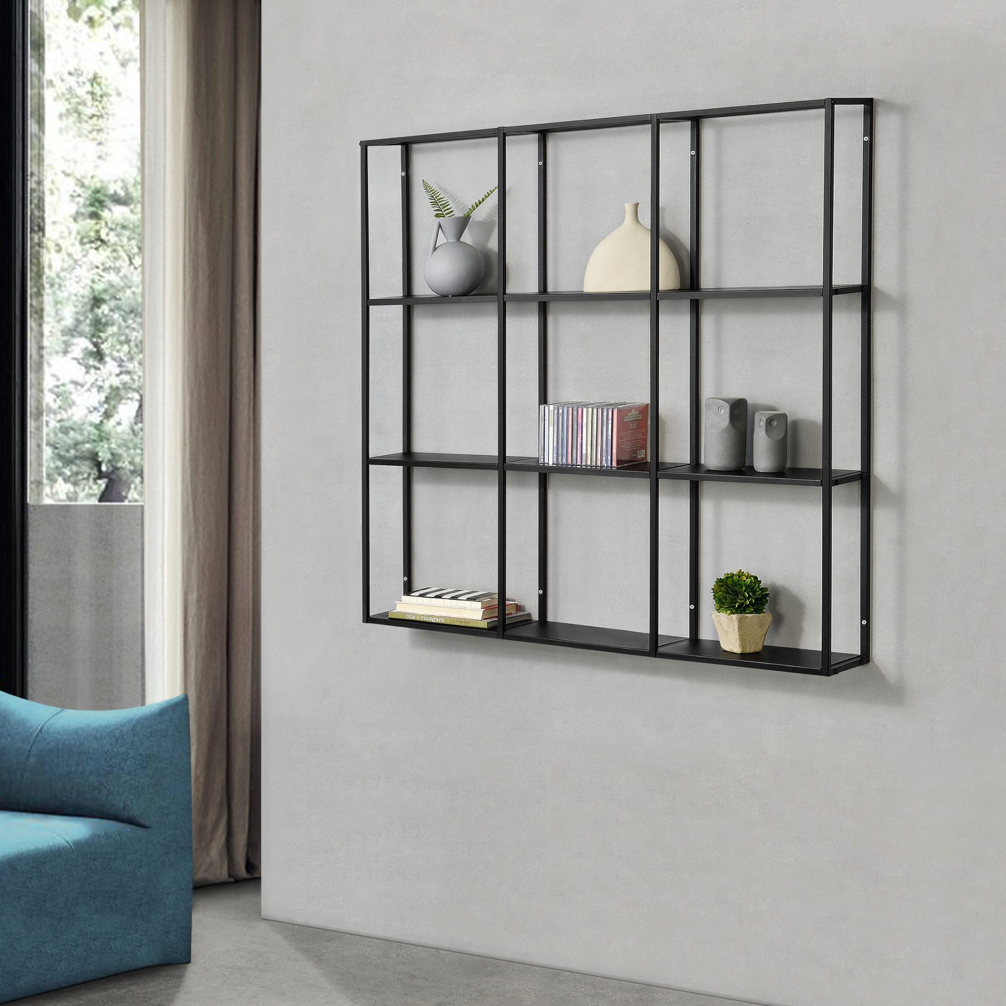 en.casa Wandregal, »Jelsa« Metallregal mit 9 günstig online kaufen