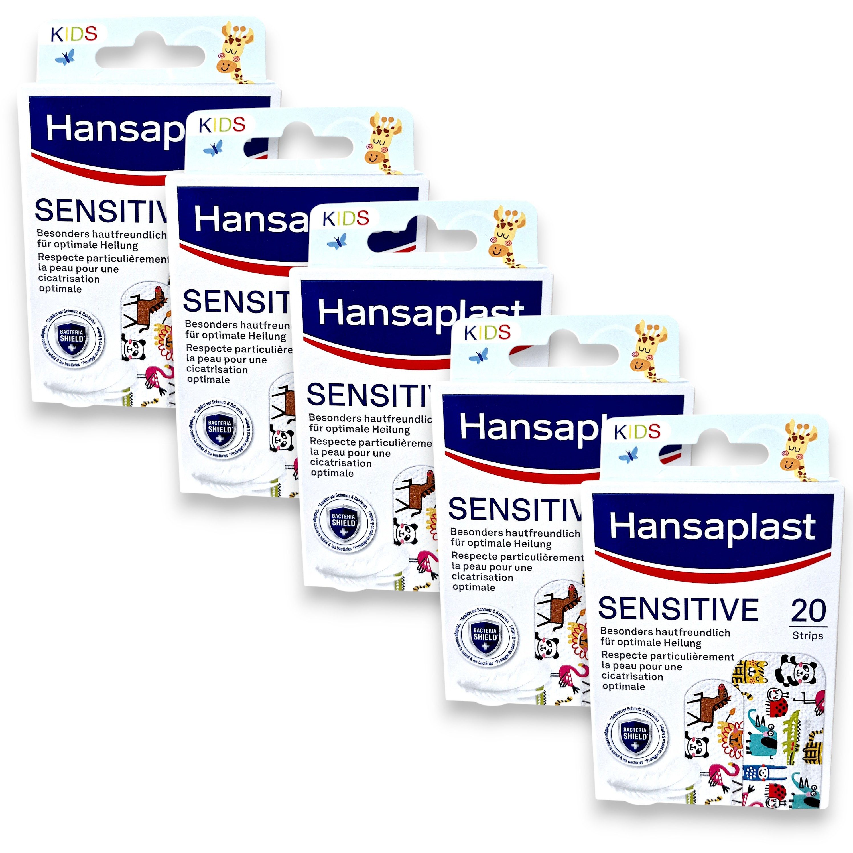 Hansaplast Wundpflaster 5x Hansaplast Kids Kinderpflaster Sensitive - 5x 20 Stück