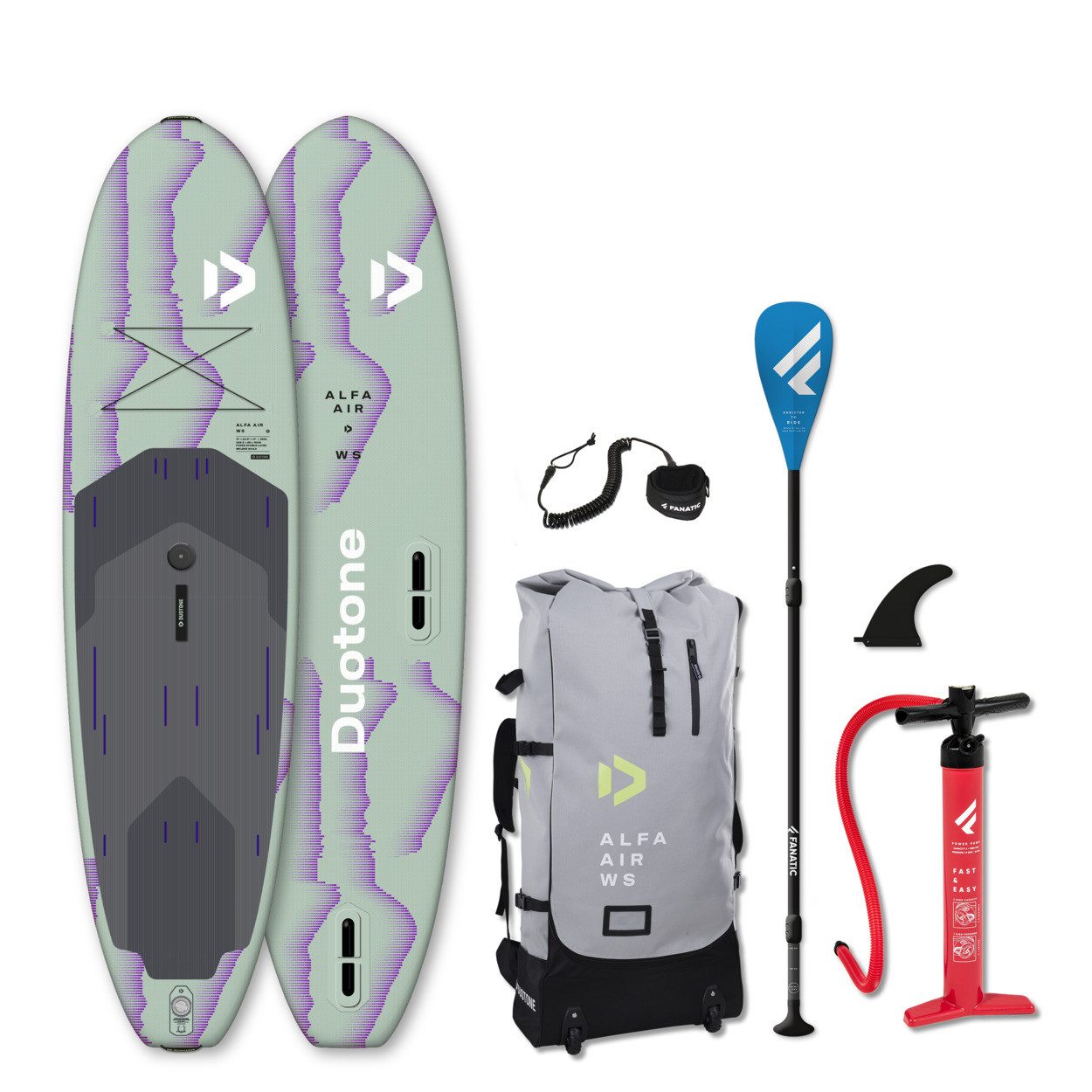 DuoTone SUP-Board DUOTONE ALFA WS AIR 9'0 iSUP Windsurf SUP Board Einsteiger Set 7,5kg