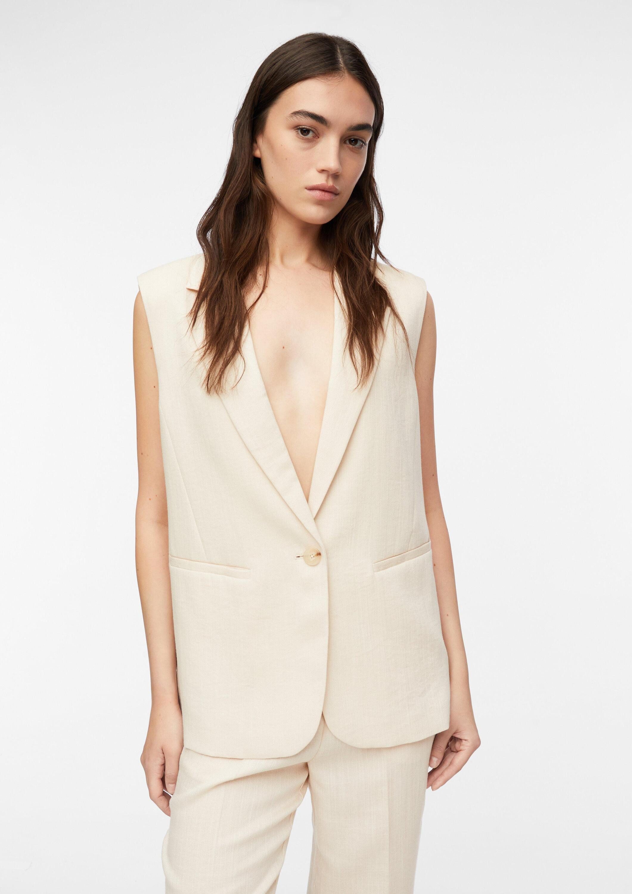 comma Jackenblazer Indoor-Weste Long Weste aus Viskoseleinenmix