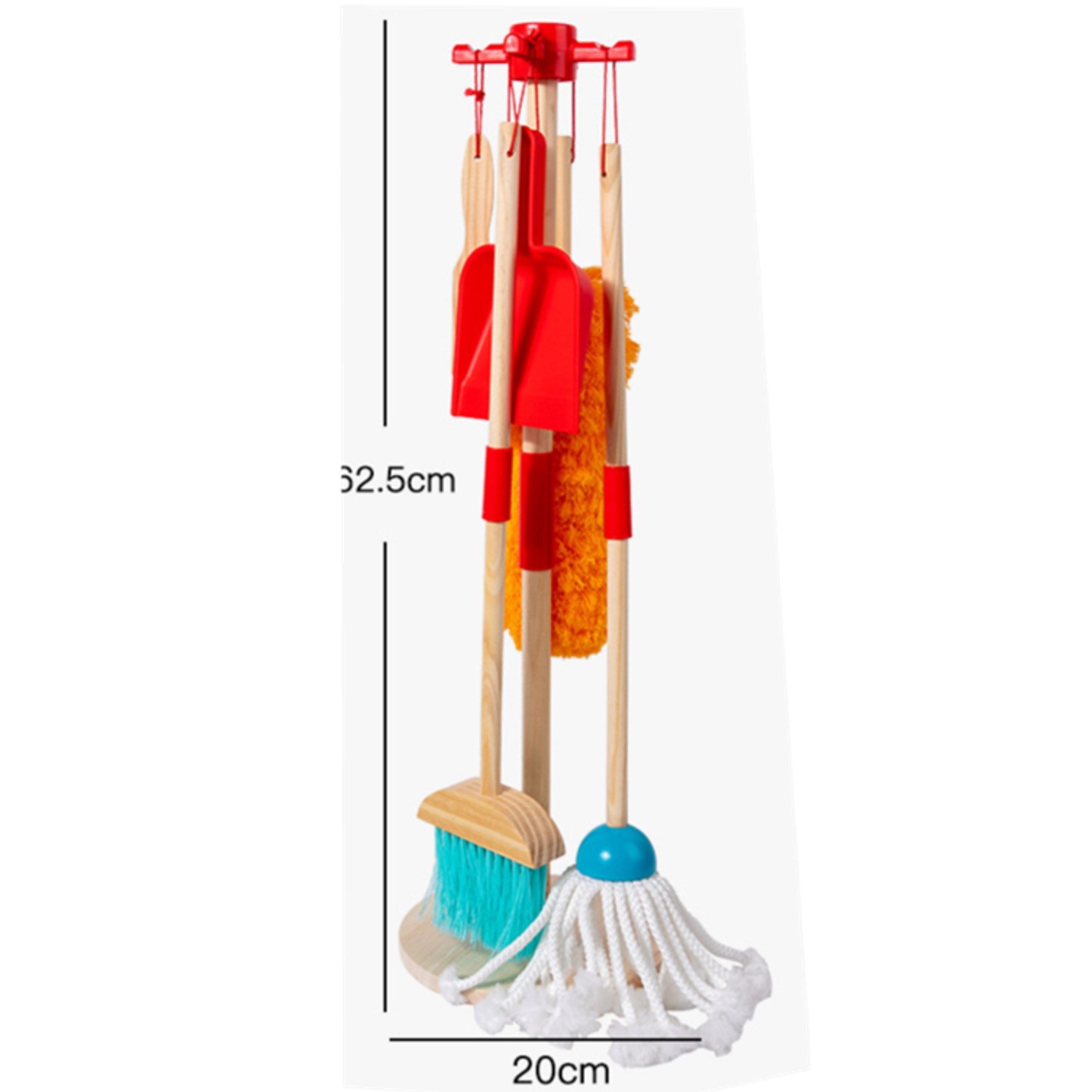 TikTakToo Kinder-Putzwagen Reinigungsset aus Holz mit Besen Handfeger/-blech Wischmopp Staubwedel, (6-tlg)