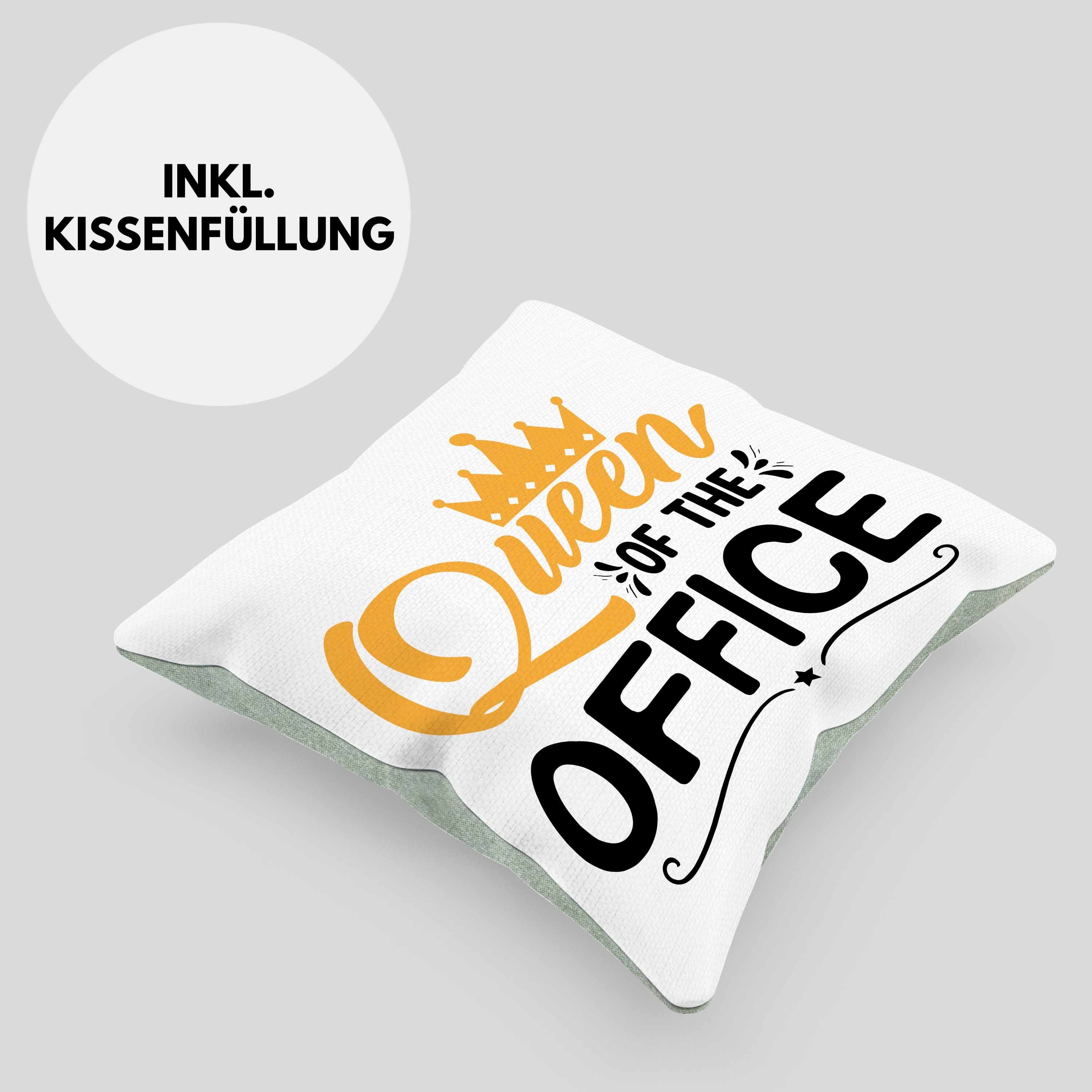 Trendation Dekokissen Trendation Chefin 40x40 Grün Kissen Queen Kollegin The Office Füllung mit Of Dekokissen - Geschenkidee Geschenk