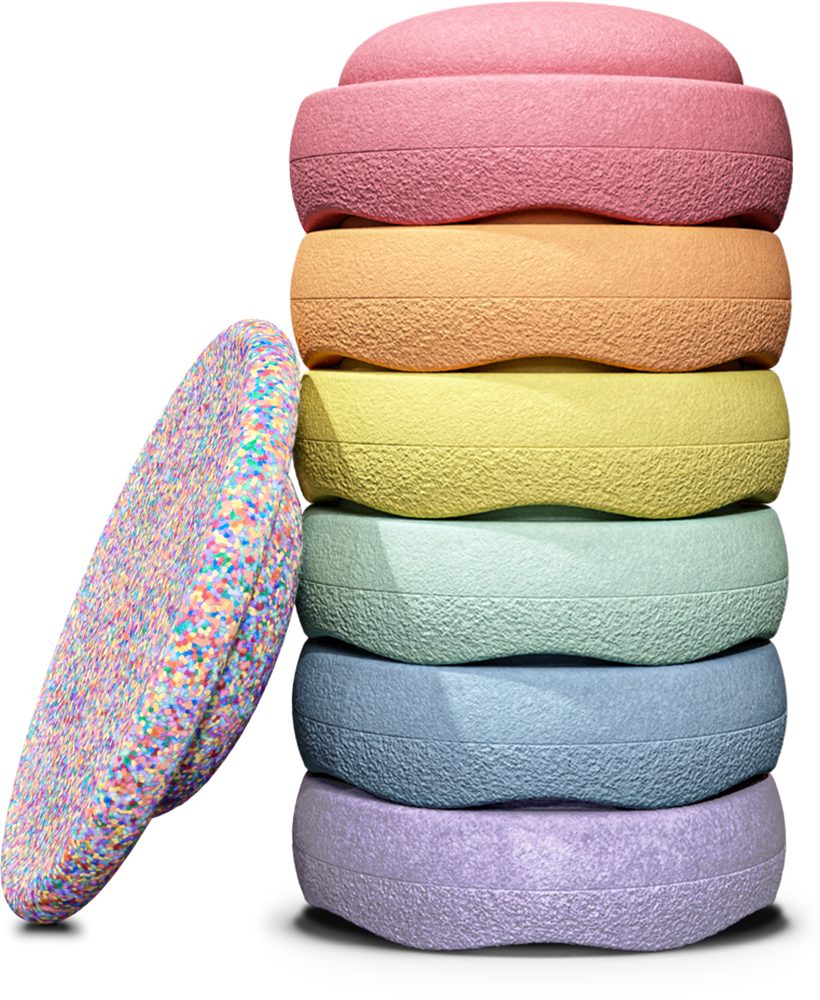 Stapelstein Spielzeug-Gartenset Stapelstein® Rainbow pastel, (7-tlg), inkl. Board super confetti
