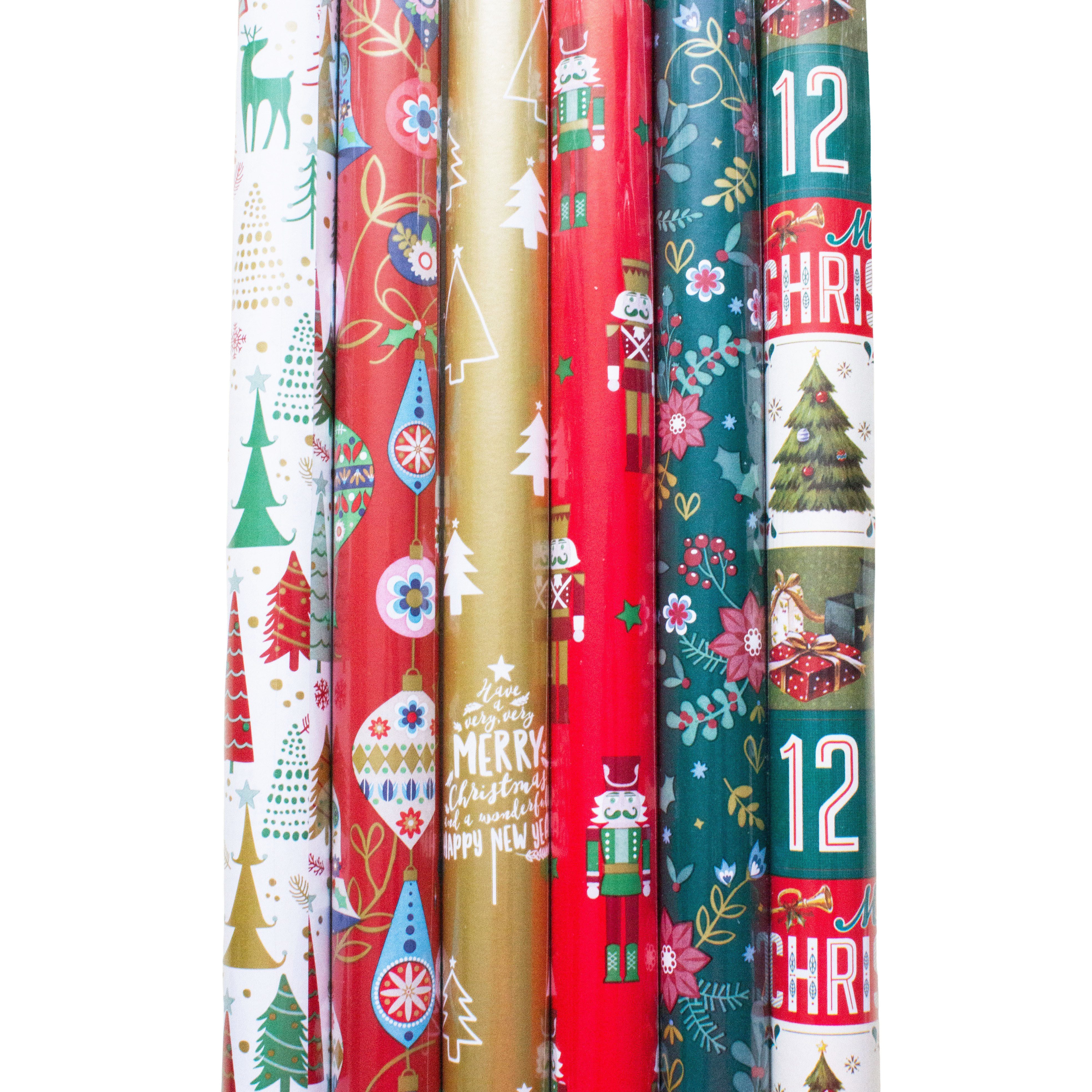 Geschenkpapier 6 Rollen Geschenkpapier für Weihnachten - Weihnachtsgeschenkpapier