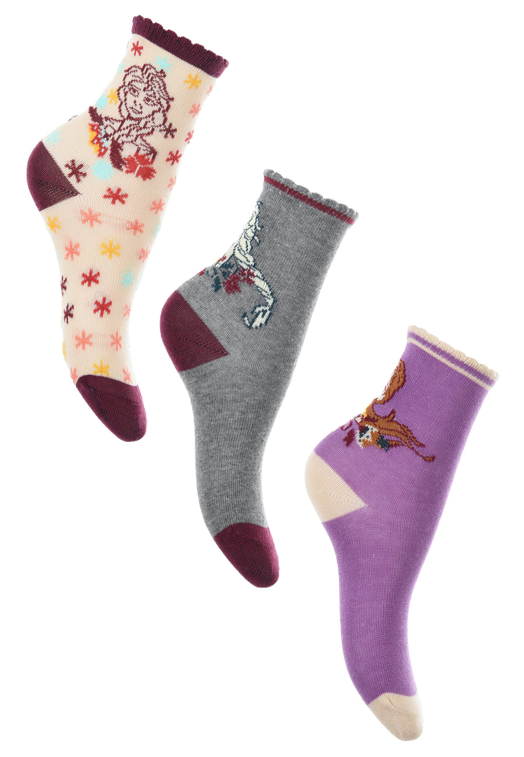 Disney Frozen Socken Eiskönigin Anna & Elsa Kinder Mädchen Socken Strümpfe (2-Paar)