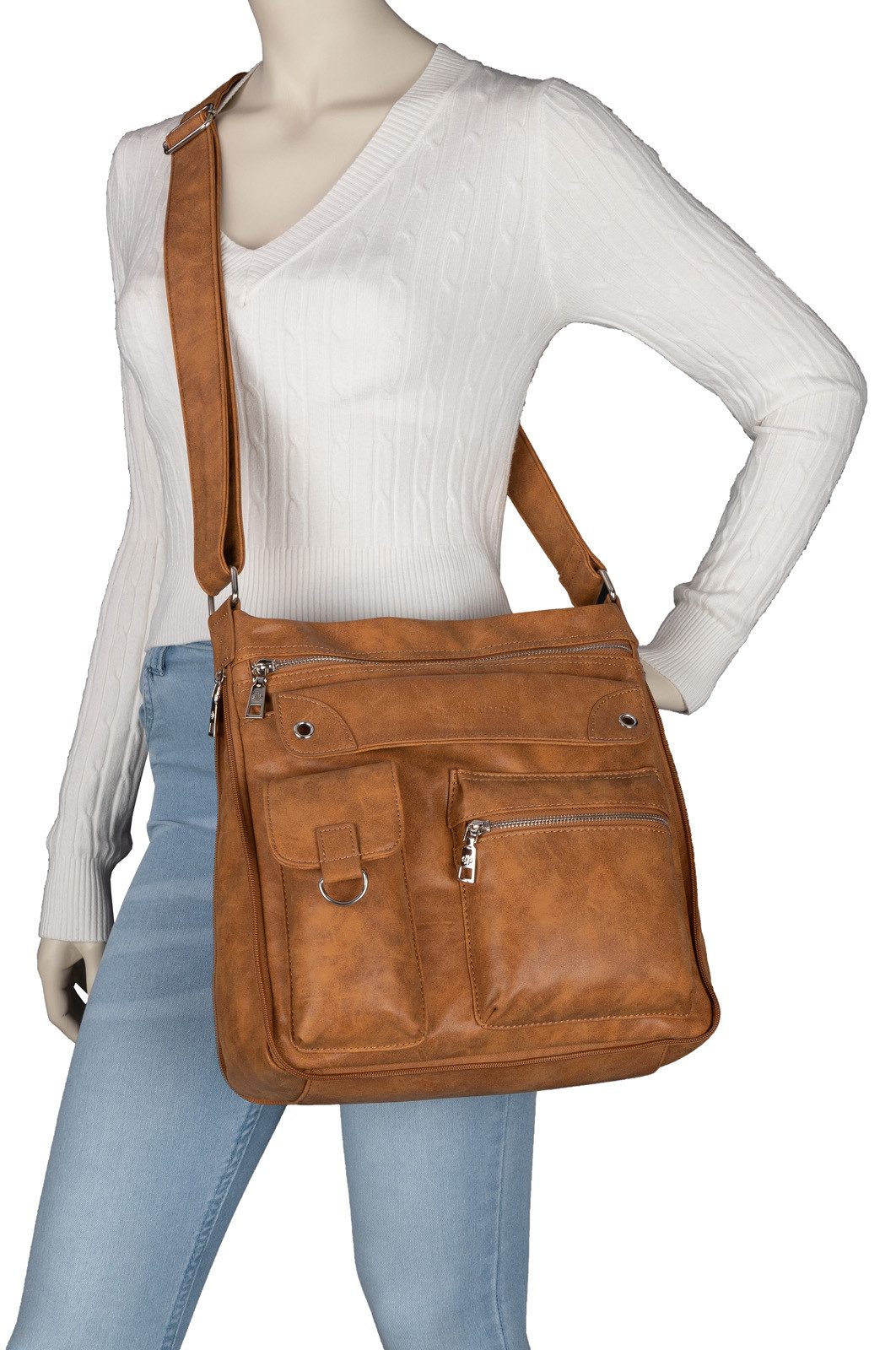 Jennifer Jones Umhängetasche Damen Tasche Schultertasche Umhängetasche Leder Optik Handtasche, als Schultertasche,Shopper,Handtasche tragbar