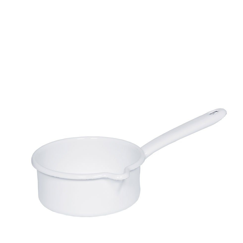 Riess Kasserolle Classic Weiss, Classic Weiß Stiel 12 cm / 0,5 L - Emaille