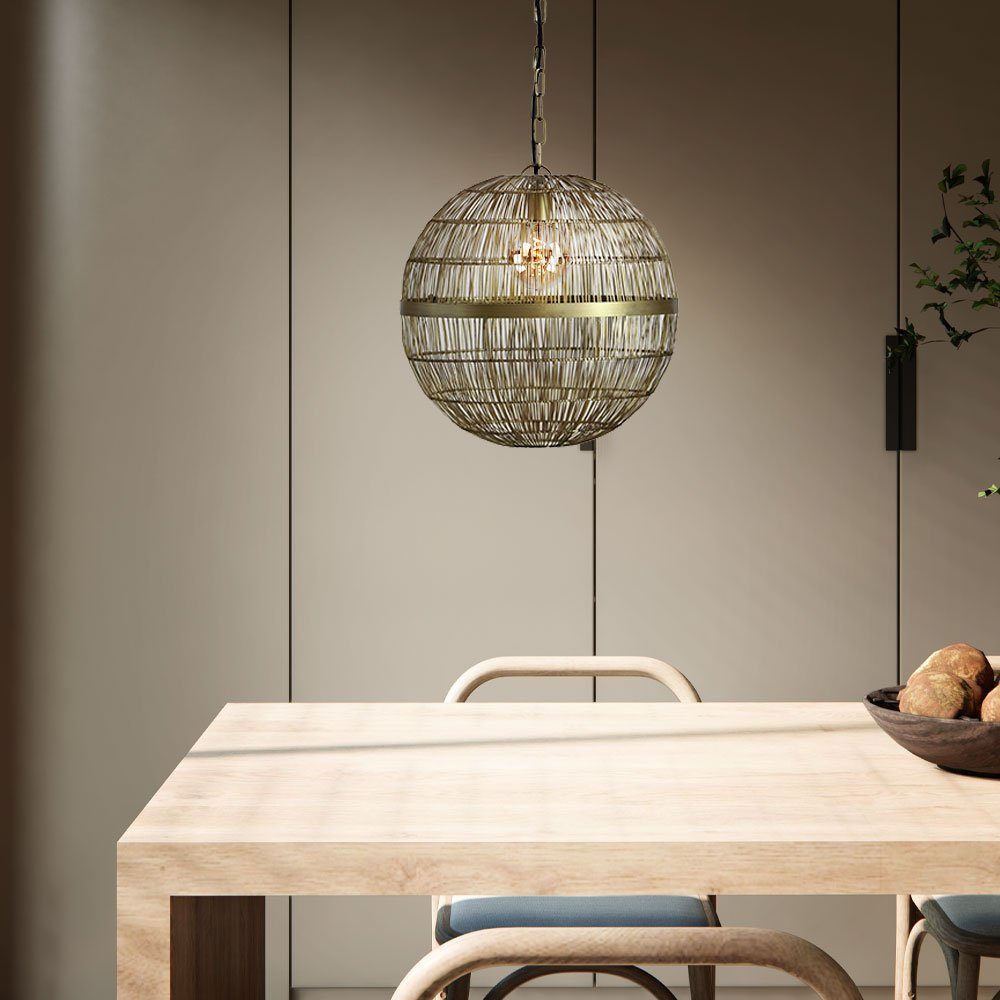 GLOBO LIGHTING LED-Hängeleuchte, Leuchtmittel inklusive, Warmweiß, Hängeleuchte Metallgeflecht altmessing Pendelleuchte LED Kugel D 30 cm