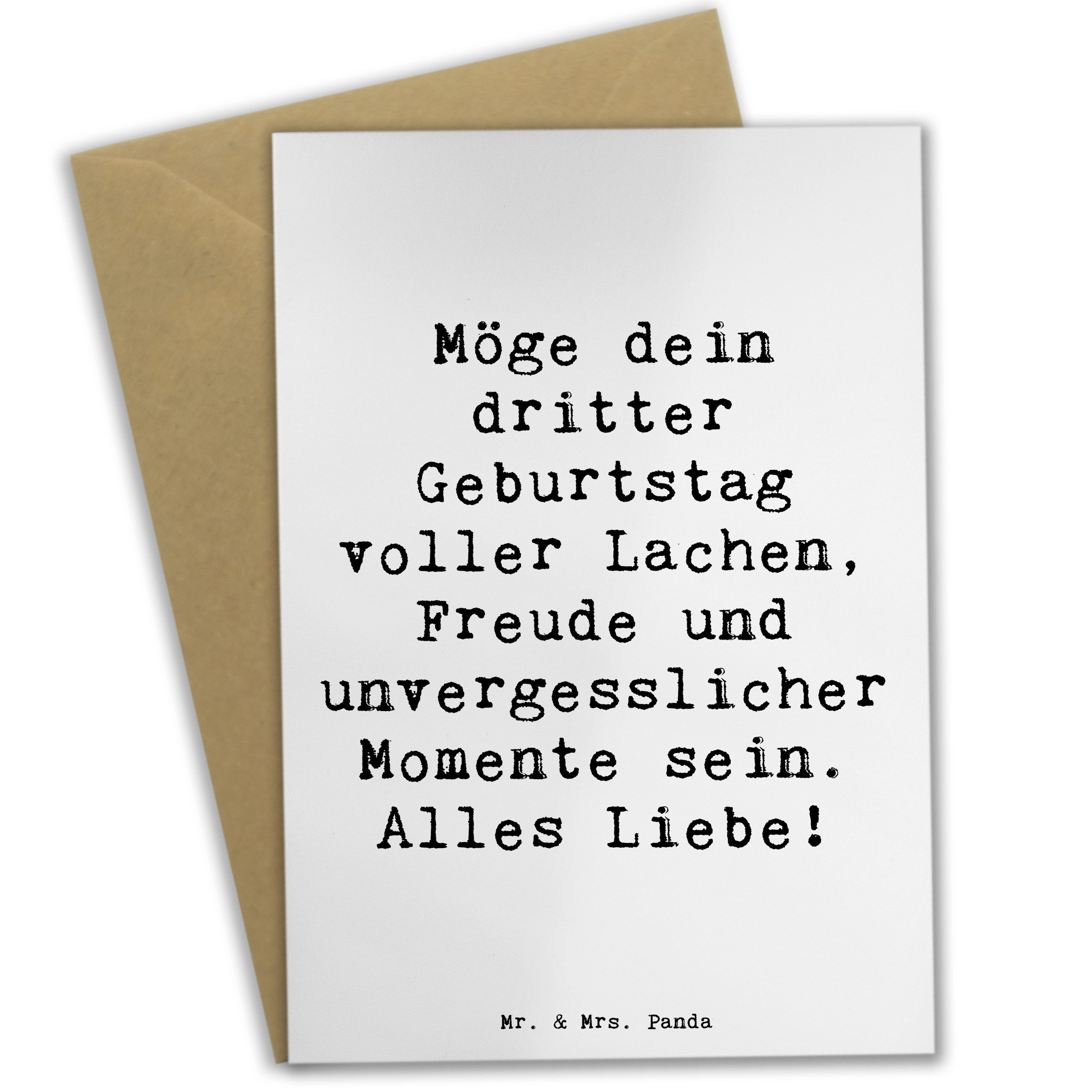 Grußkarte Spruch 3. Geburtstag Glück - Weiß - Geschenk, Geburtstagsspruch, Gruß