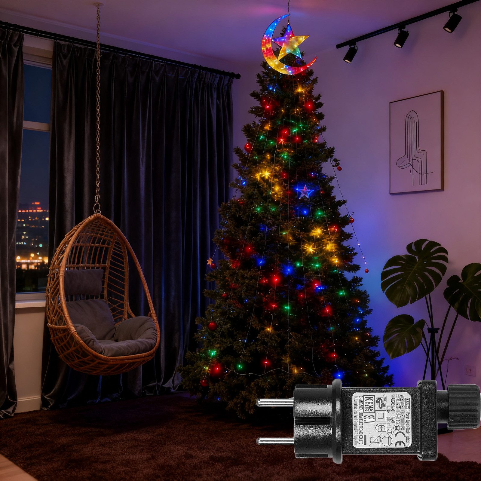 Jibenhome Christbaumschmuck Weihnachts-Lichterkette mit Mondstern-Spitze, 3 günstig online kaufen