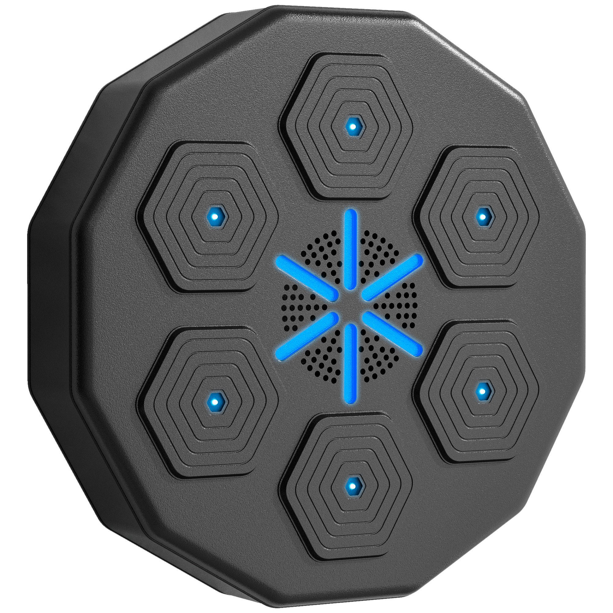 DOPWii Boxstation Boxziel Boxtrainer mit Musikfunktion, Bluetooth, 40cm x 40cm x 7,5cm, Musikbox-Zielscheibe,leuchtende Punkte, Wandaufhängung, Kunstleder