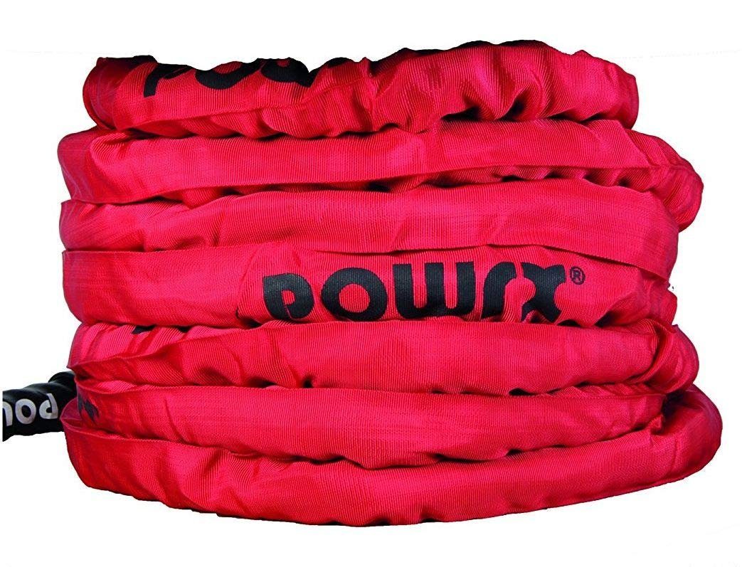 POWRX 15m x 3,8cm Kampfseil Trainingsseil Schlagseil Fitness Tau (Rot) Battle Rope, Rot 15 M X 3,8 Cm