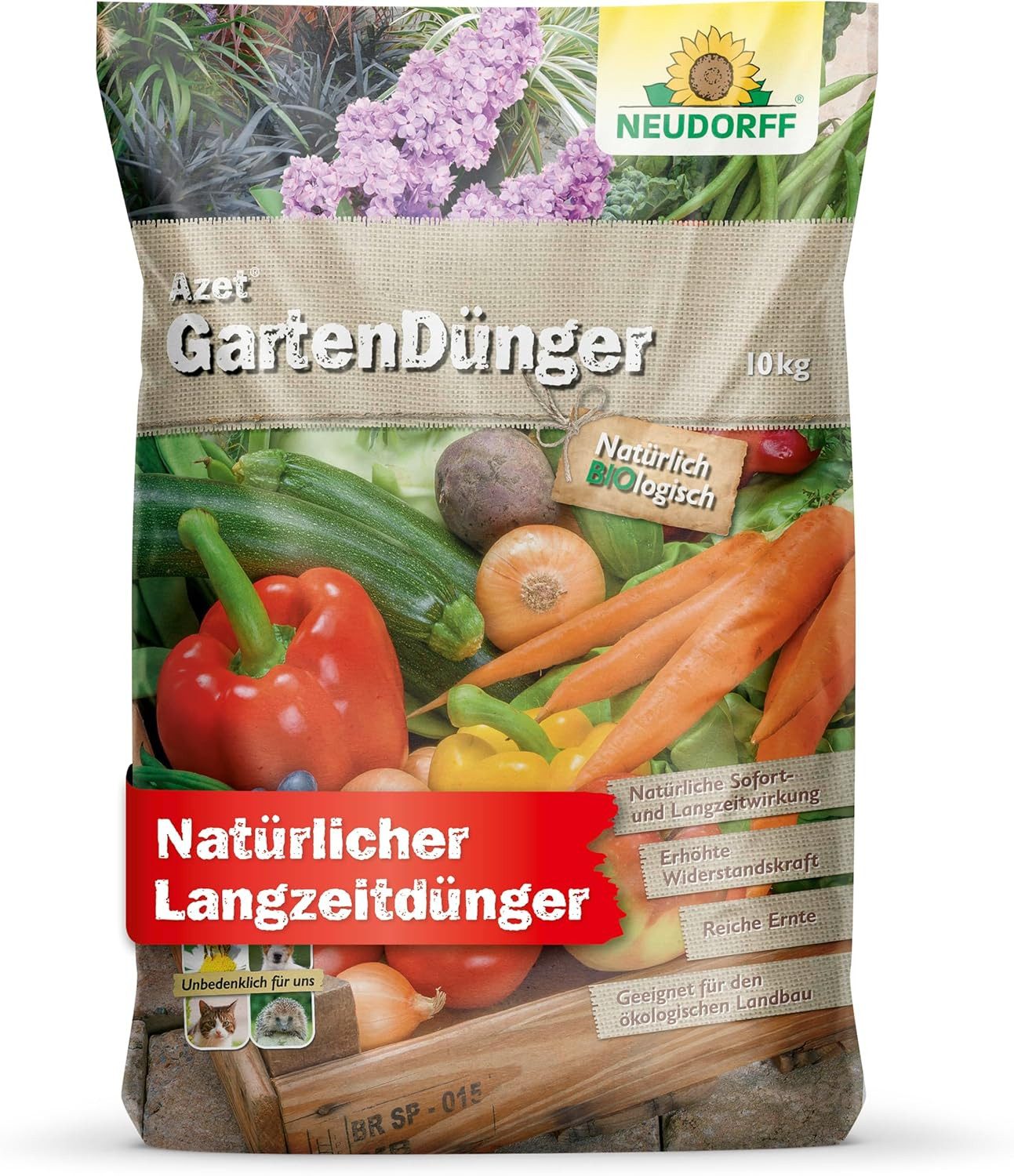 Neudorff Gartendünger Azet GartenDünger 10 kg, organischer Langzeitdünger mit natürlicher Sofort- & Langzeitwirkung, unbedenklich für Mensch und Tier
