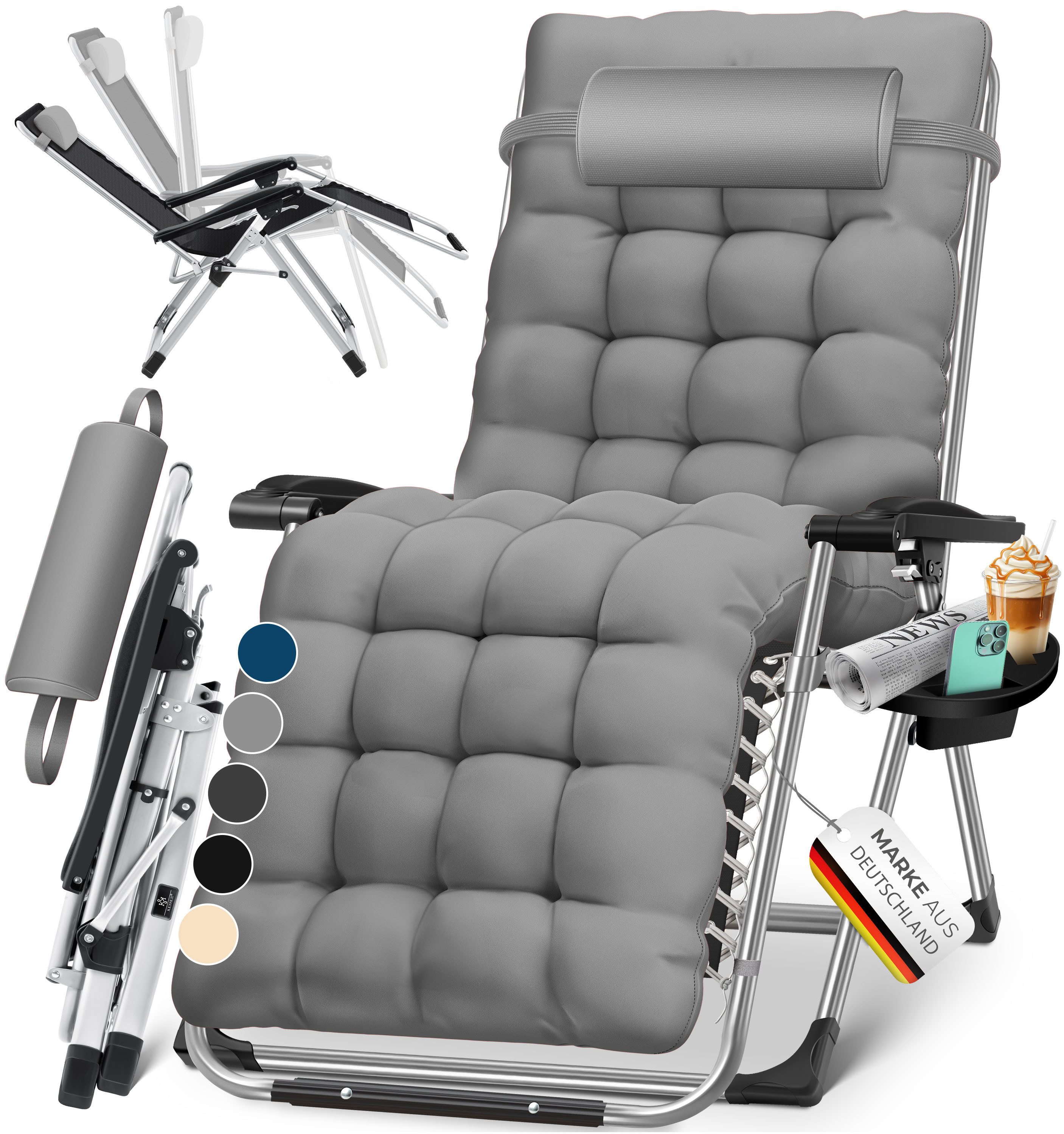 KESSER Gartenliege, Sonnenliege Liegestuhl Klappbar + Getränkehalter Garten günstig online kaufen