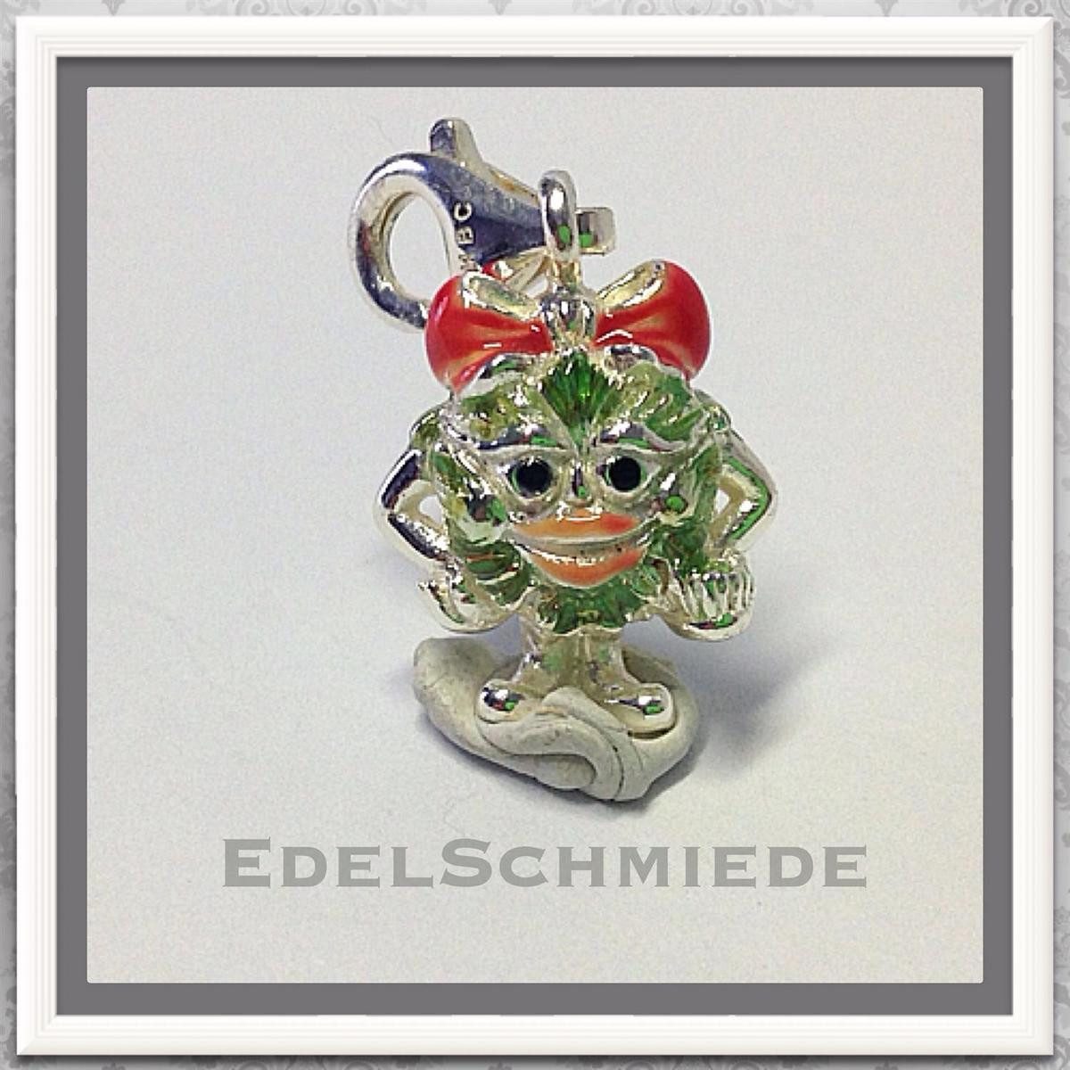 Charm-Einhänger Edelschmiede925 Charm Anhänger 925 Silber freches Monster Mädchen