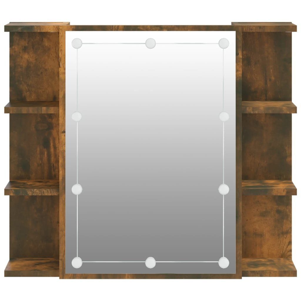 vidaXL Badezimmerspiegelschrank Spiegelschrank Räuchereiche (1-St) LED cm 70x16,5x60 mit