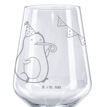 Mr. & Mrs. Panda Rotweinglas Avocado Party Zeit - Transparent - Geschenk, Rotwein Glas, Hochwertig, Premium Glas, Unikat durch Gravur