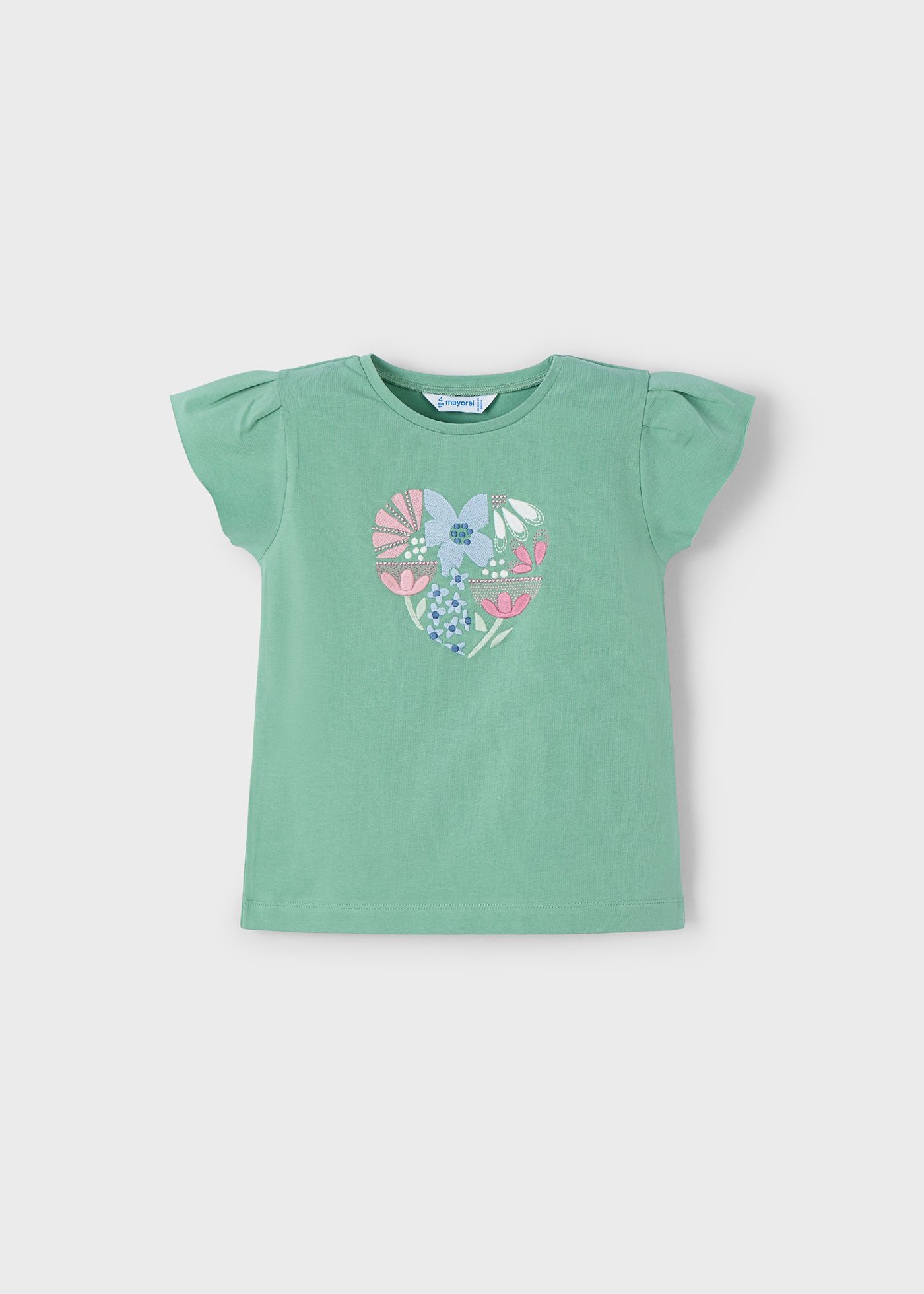 T-Shirt T-Shirt mit eleganten Flügelärmeln und floralen Stickerei (301541)