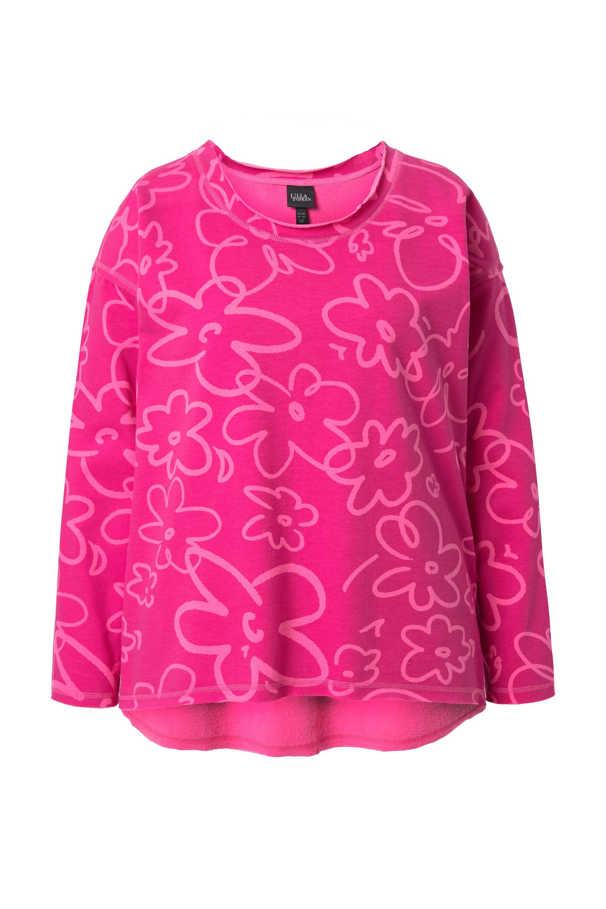 Ulla Popken Sweatshirt Sweatshirt Blüten Rundhals Langarm Rollkanten günstig online kaufen