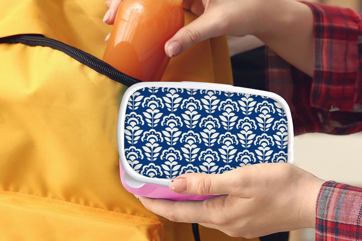 MuchoWow Snackbox, Design, Kunststoff, - Kinder, (2-tlg), Blau rosa für Mädchen, Sonnenblume - Kunststoff Lunchbox Brotdose Erwachsene, Brotbox